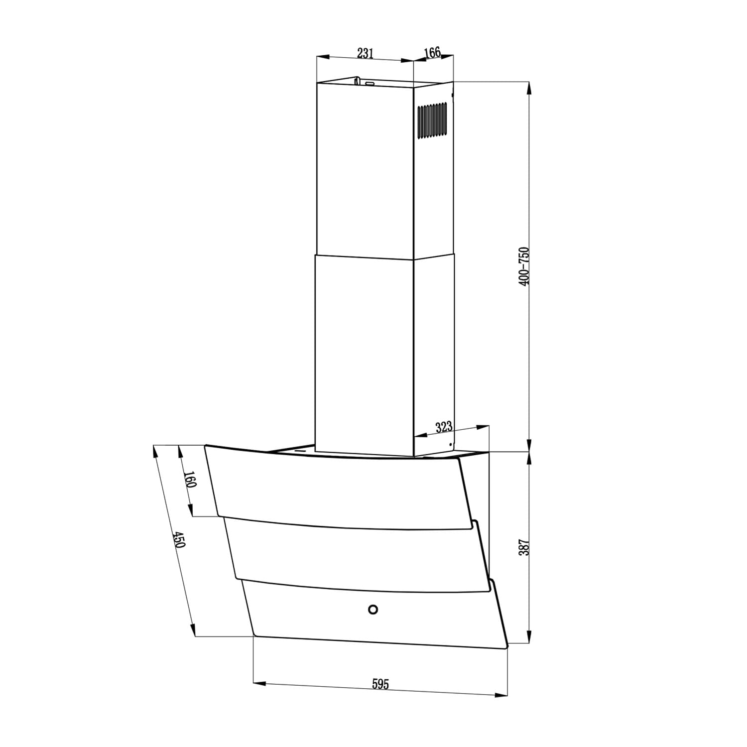 Antonia afzuigkap 60cm 350m³/h touch bediening zwart 