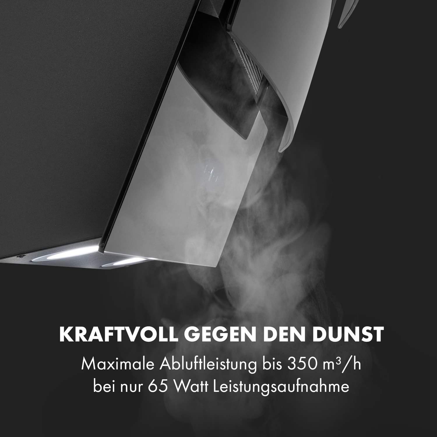 Antonia Dunstabzugshaube kopffrei 90cm 350m³/h Touch-Bedienfeld Glas 90 cm | Schwarz