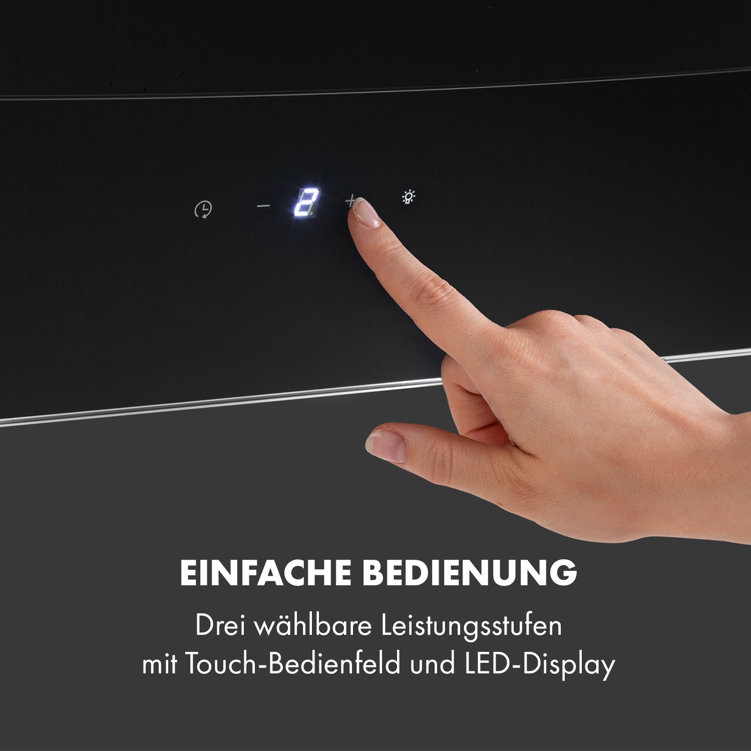 Antonia Dunstabzugshaube kopffrei 90cm 350m³/h Touch-Bedienfeld Glas 90 cm | Schwarz