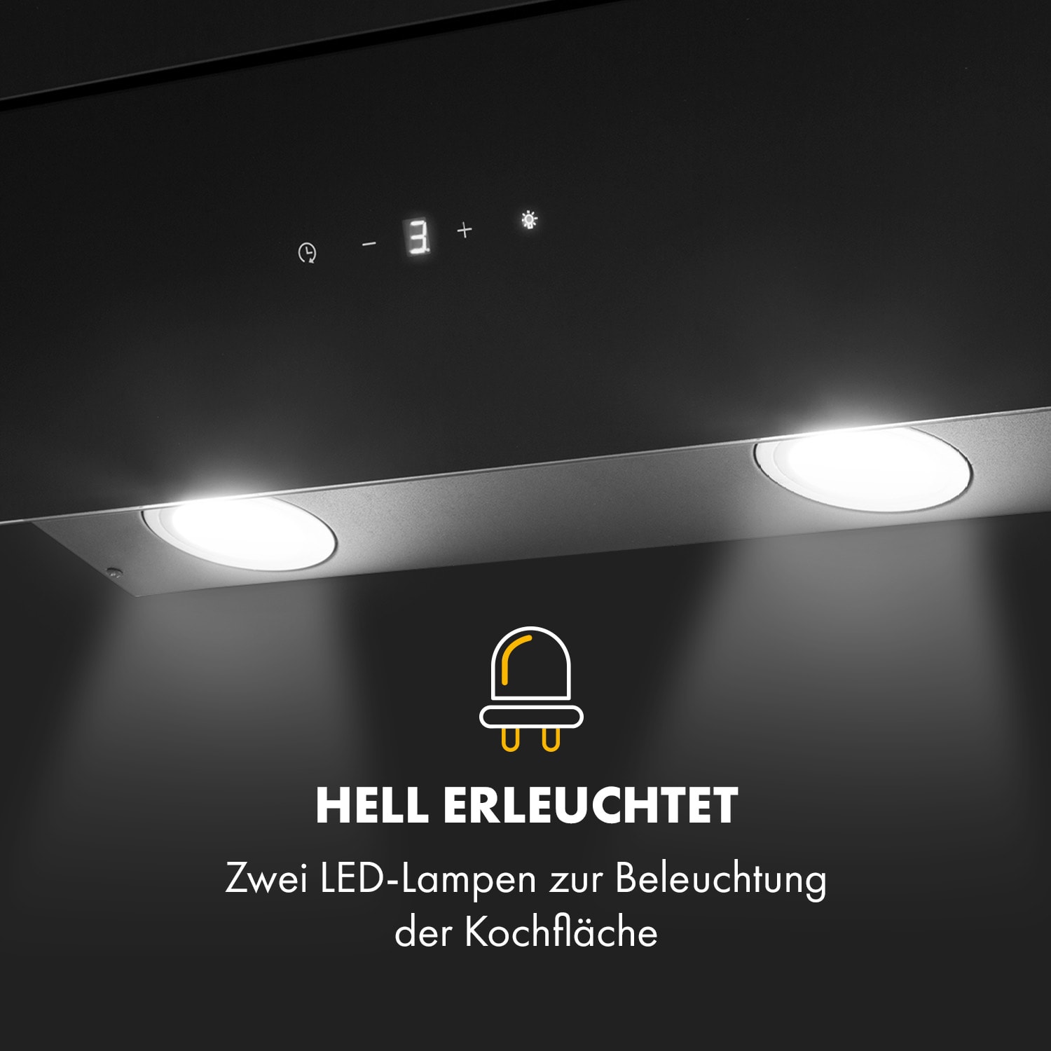 Antonia Dunstabzugshaube kopffrei 90cm 350m³/h Touch-Bedienfeld Glas 90 cm | Schwarz