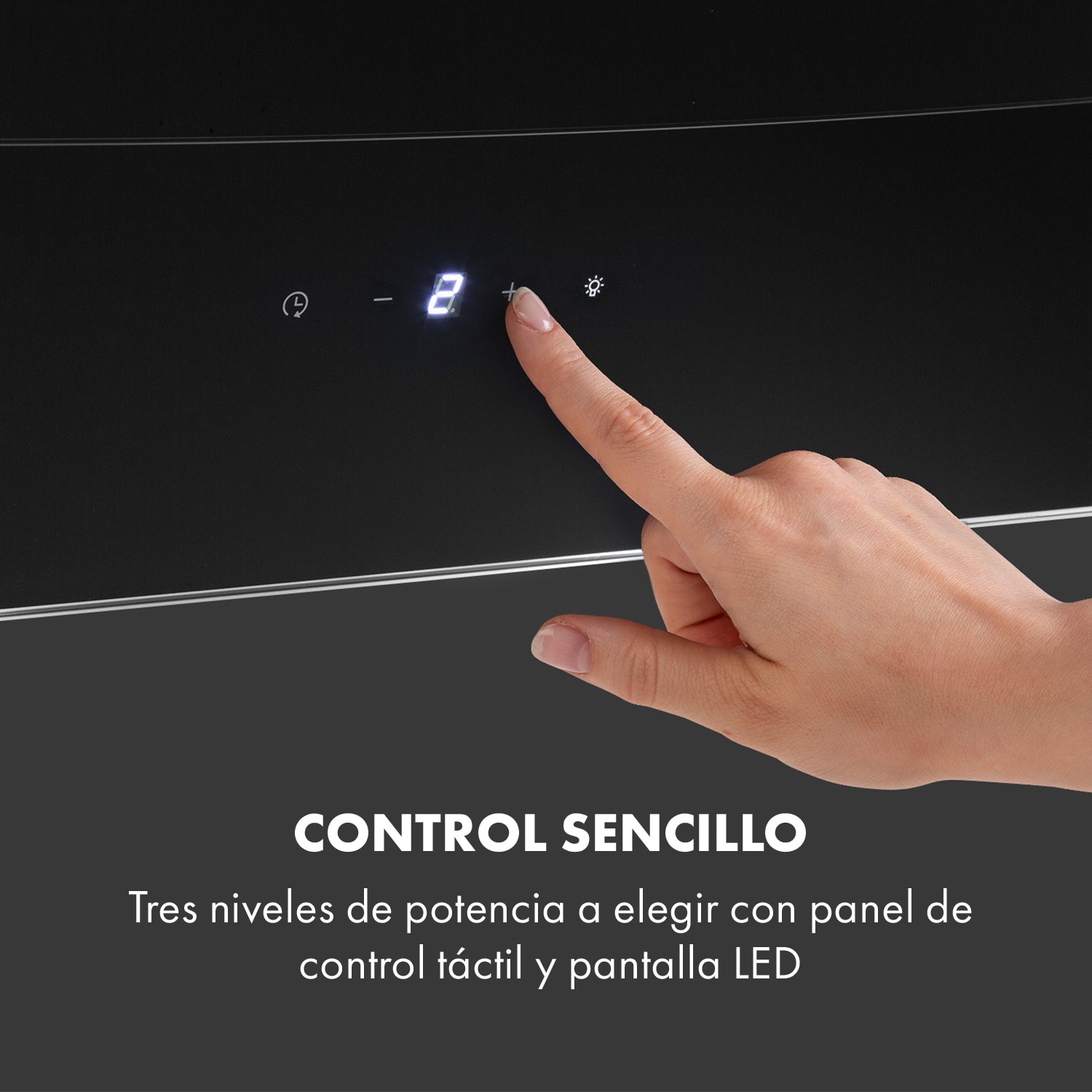Antonia Campana extractora 90cm 350m³/h panel de control táctil EEC B vidrio color negro 90 cm | Negro