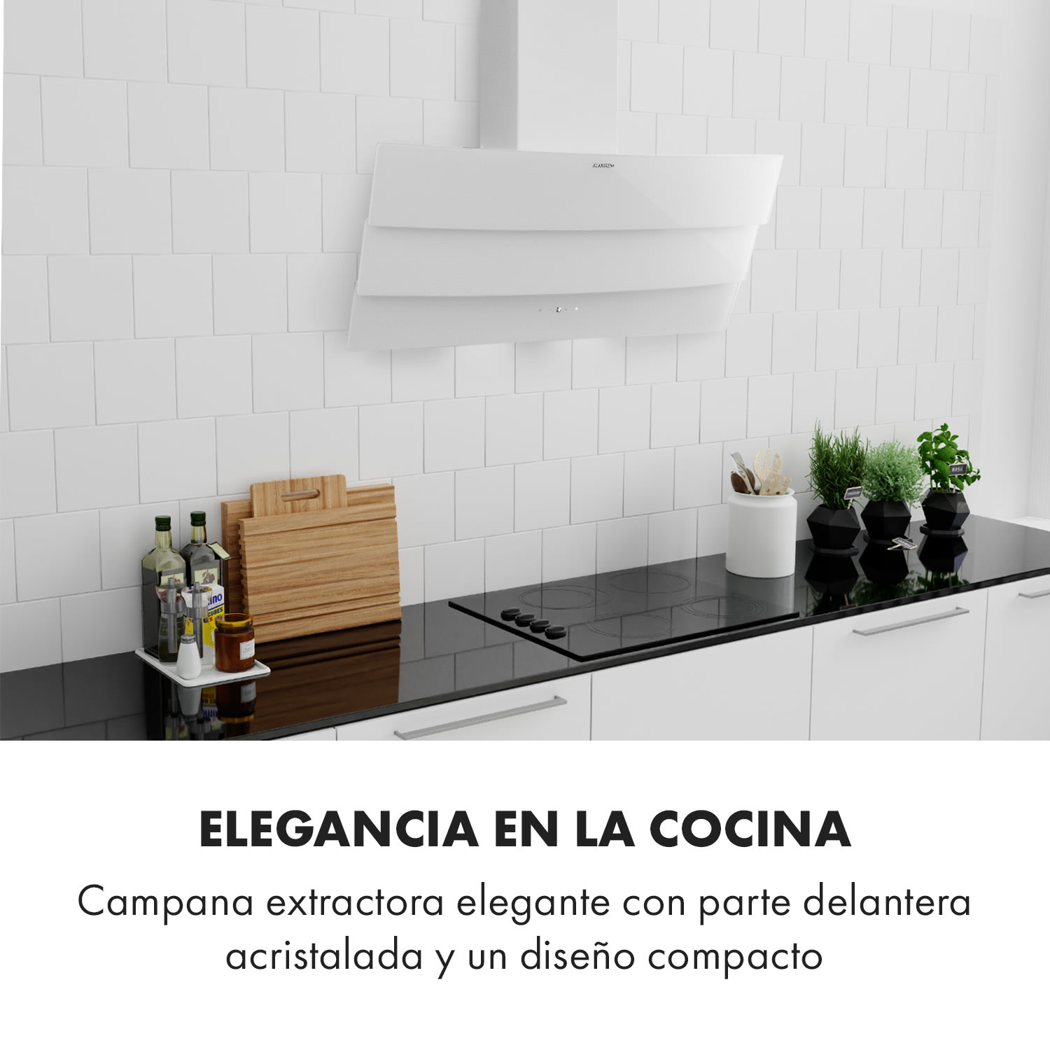 Antonia Campana extractora 90cm 350m³/h panel de control táctil EEC B vidrio color blanco 90 cm | Blanco