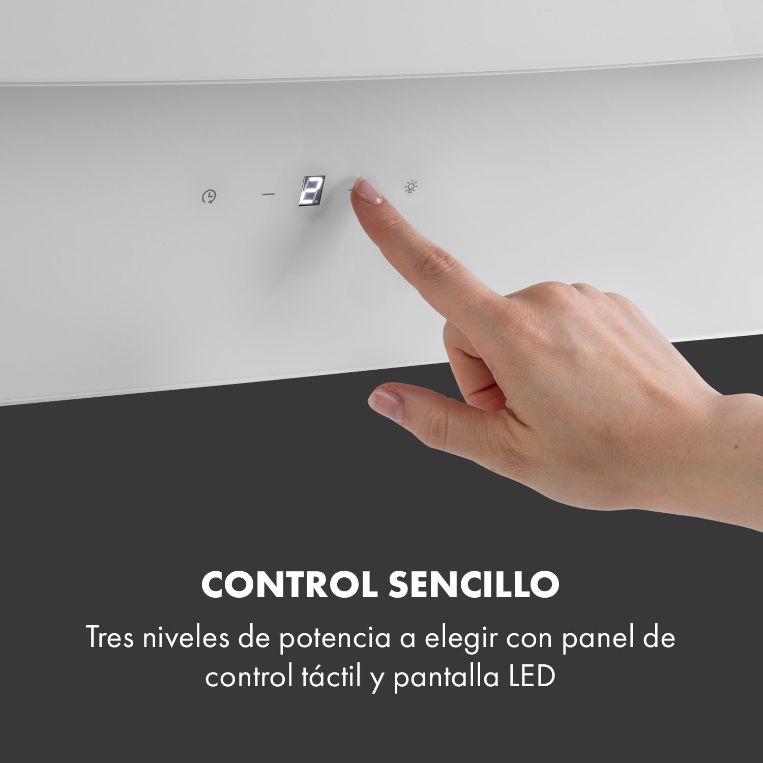Antonia Campana extractora 90cm 350m³/h panel de control táctil EEC B vidrio color blanco 90 cm | Blanco