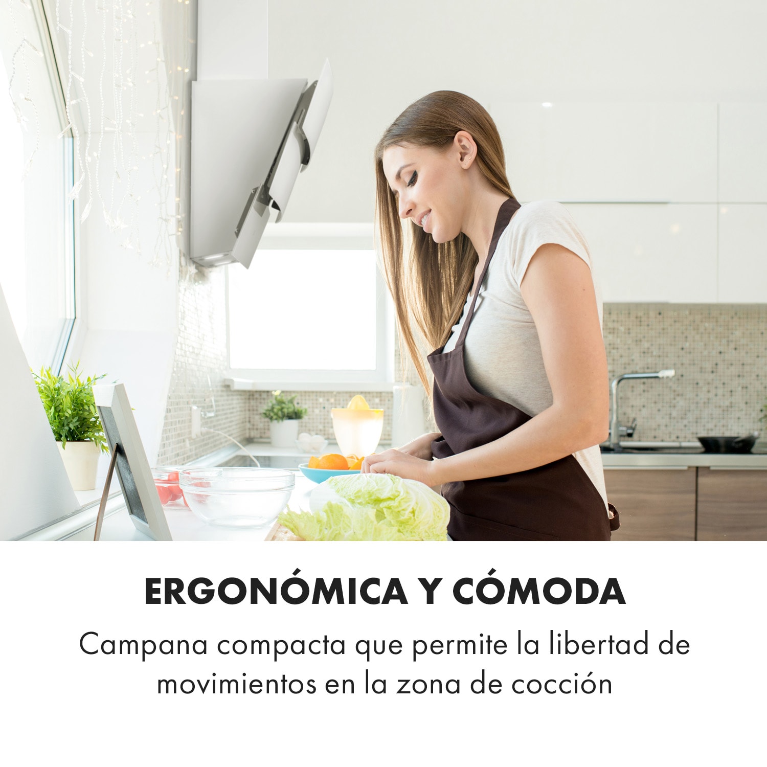 Antonia Campana extractora 90cm 350m³/h panel de control táctil EEC B vidrio color blanco 90 cm | Blanco