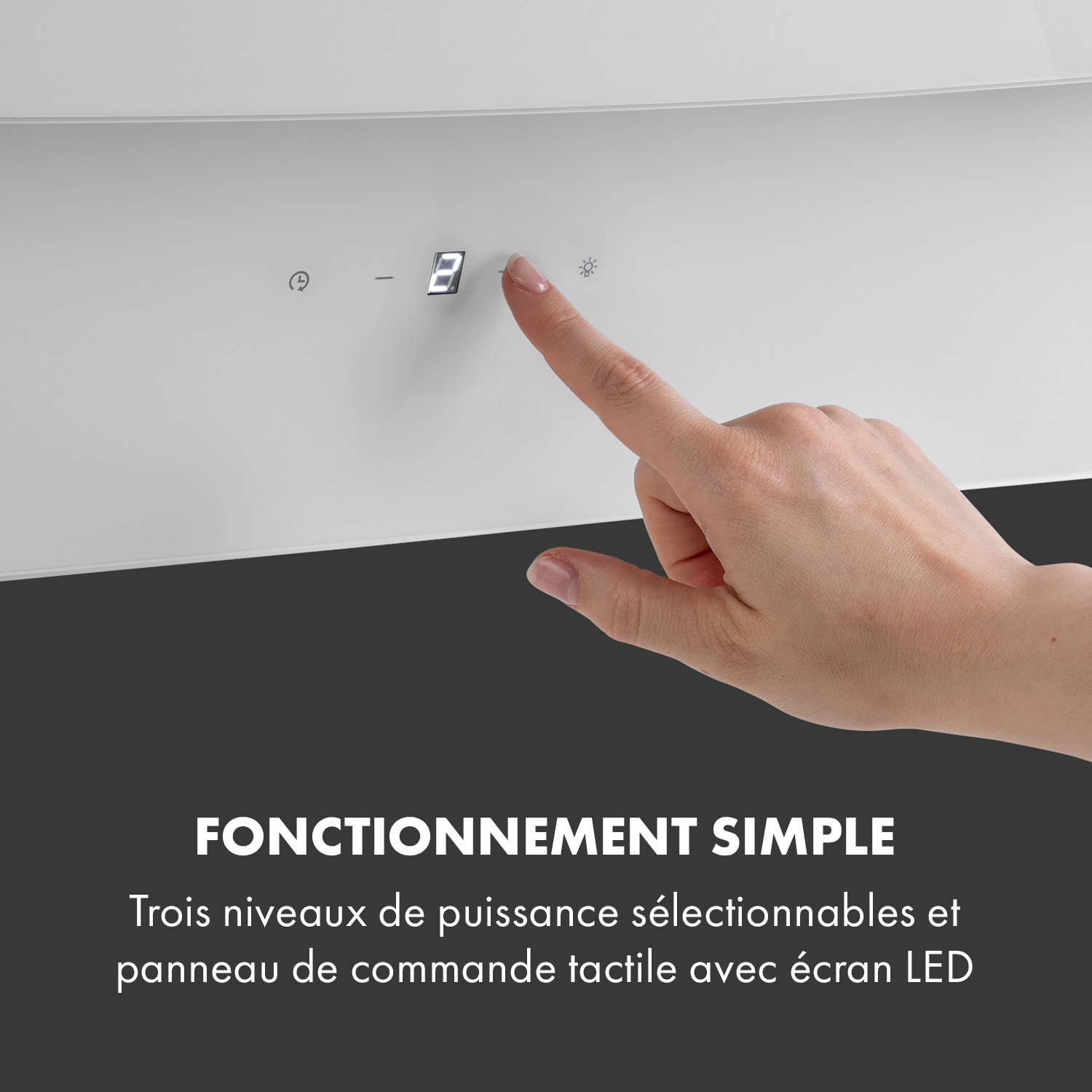 Antonia Hotte murale 90cm 350m³/h panneau tactile classe B blanc 90 cm | Blanc