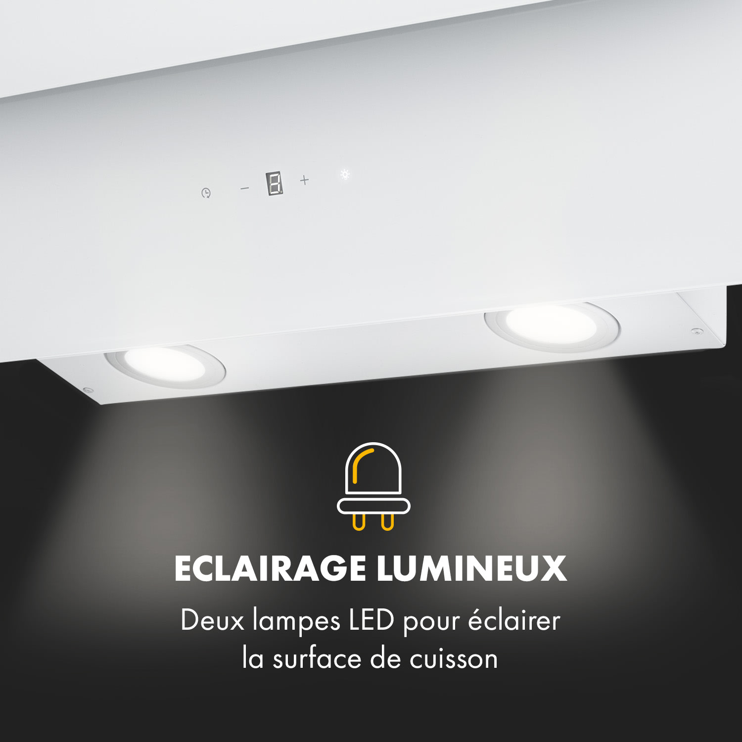 Antonia Hotte murale 90cm 350m³/h panneau tactile classe B blanc 90 cm | Blanc