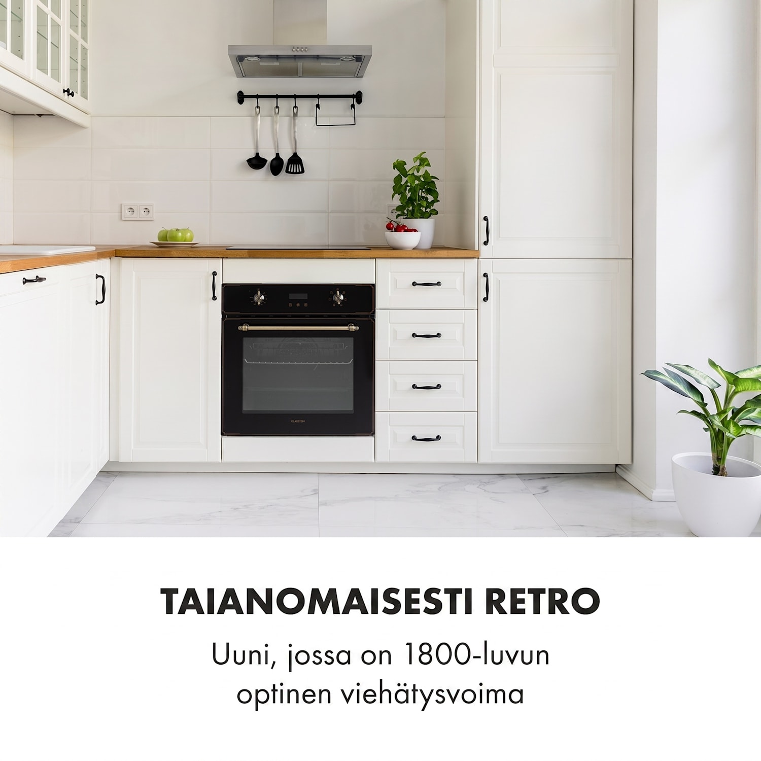 Elizabeth integroitava uuni retrodesign 6 toimintoa 50–250 °C musta Musta