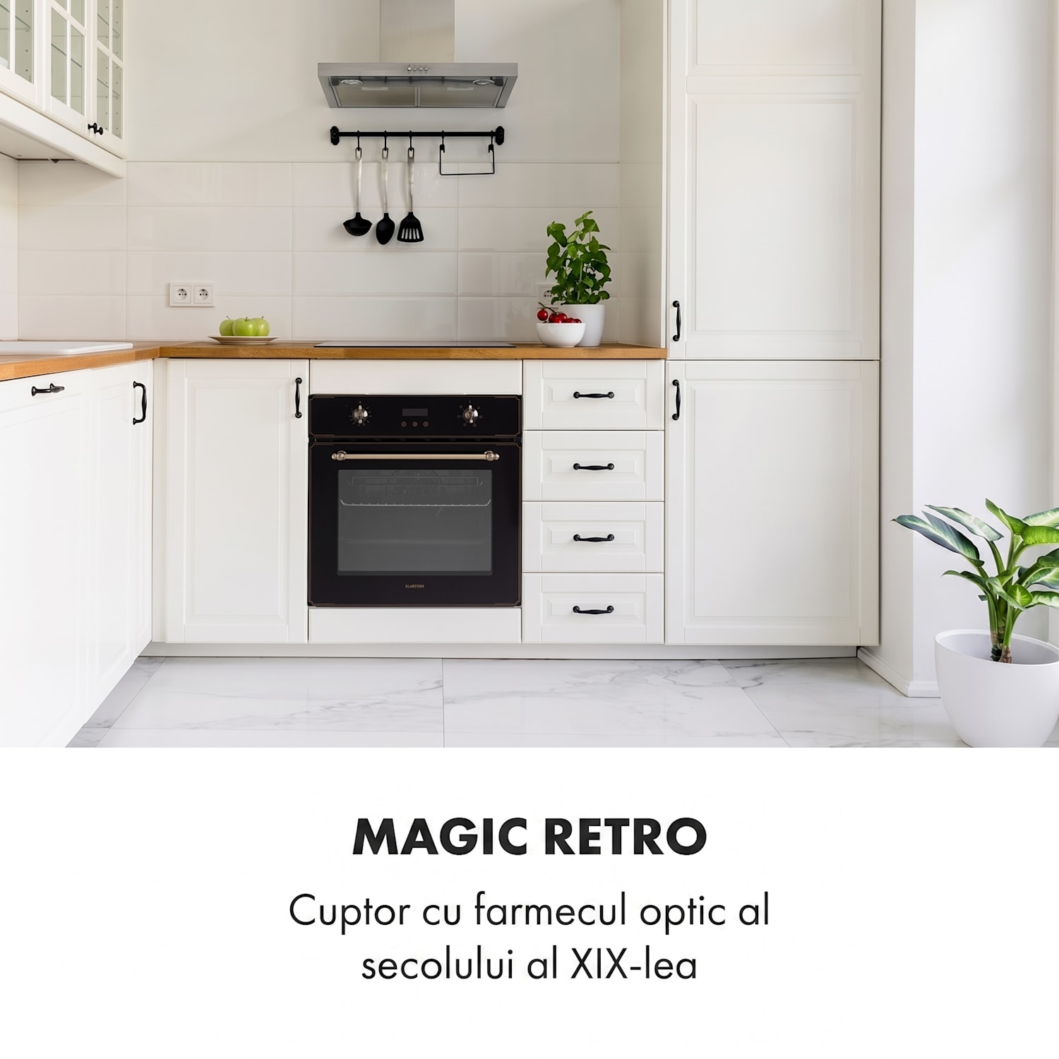 Elizabeth, cuptor încorporat, design retro, 6 funcții, 50 - 250 ° C, negru Negru