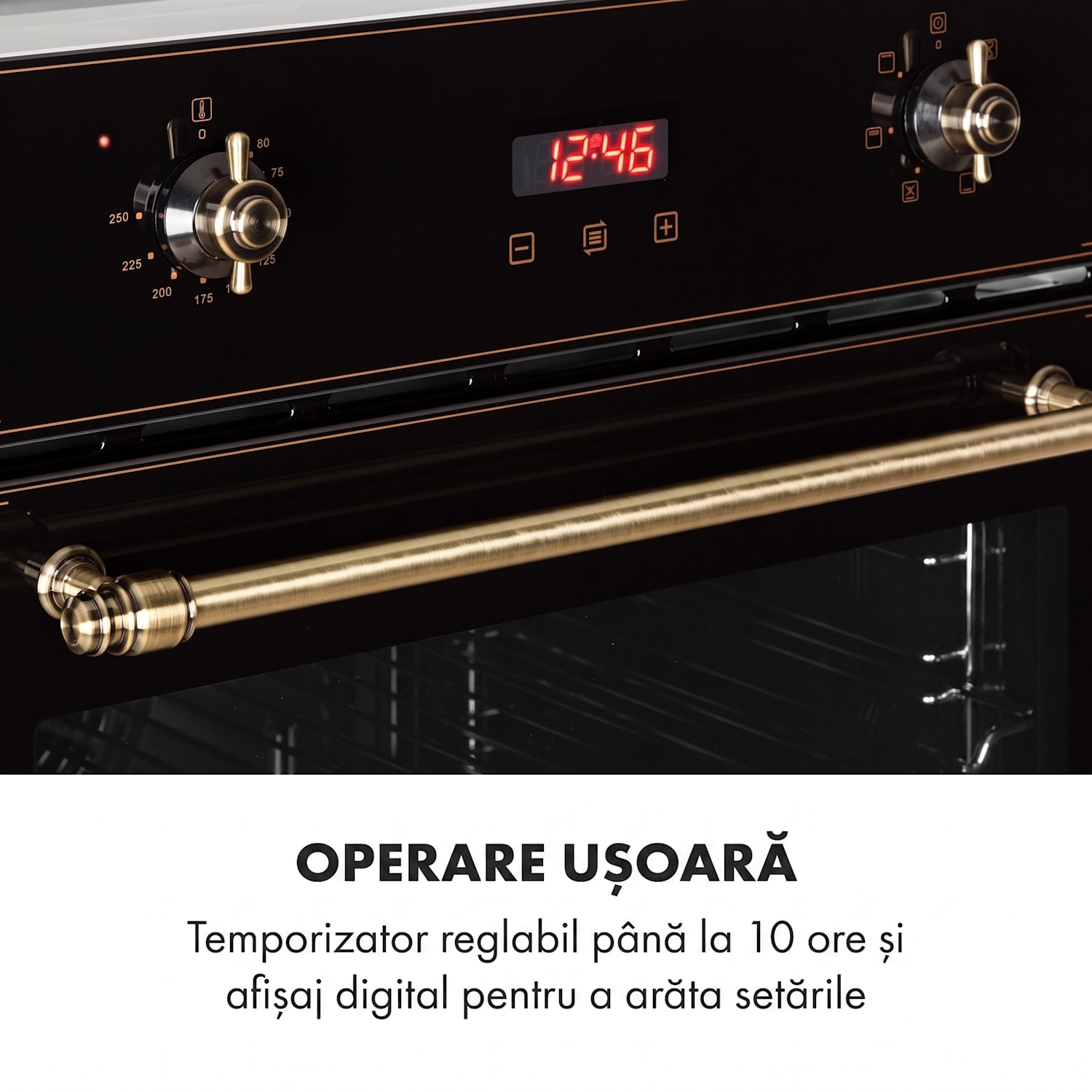 Elizabeth, cuptor încorporat, design retro, 6 funcții, 50 - 250 ° C, negru Negru