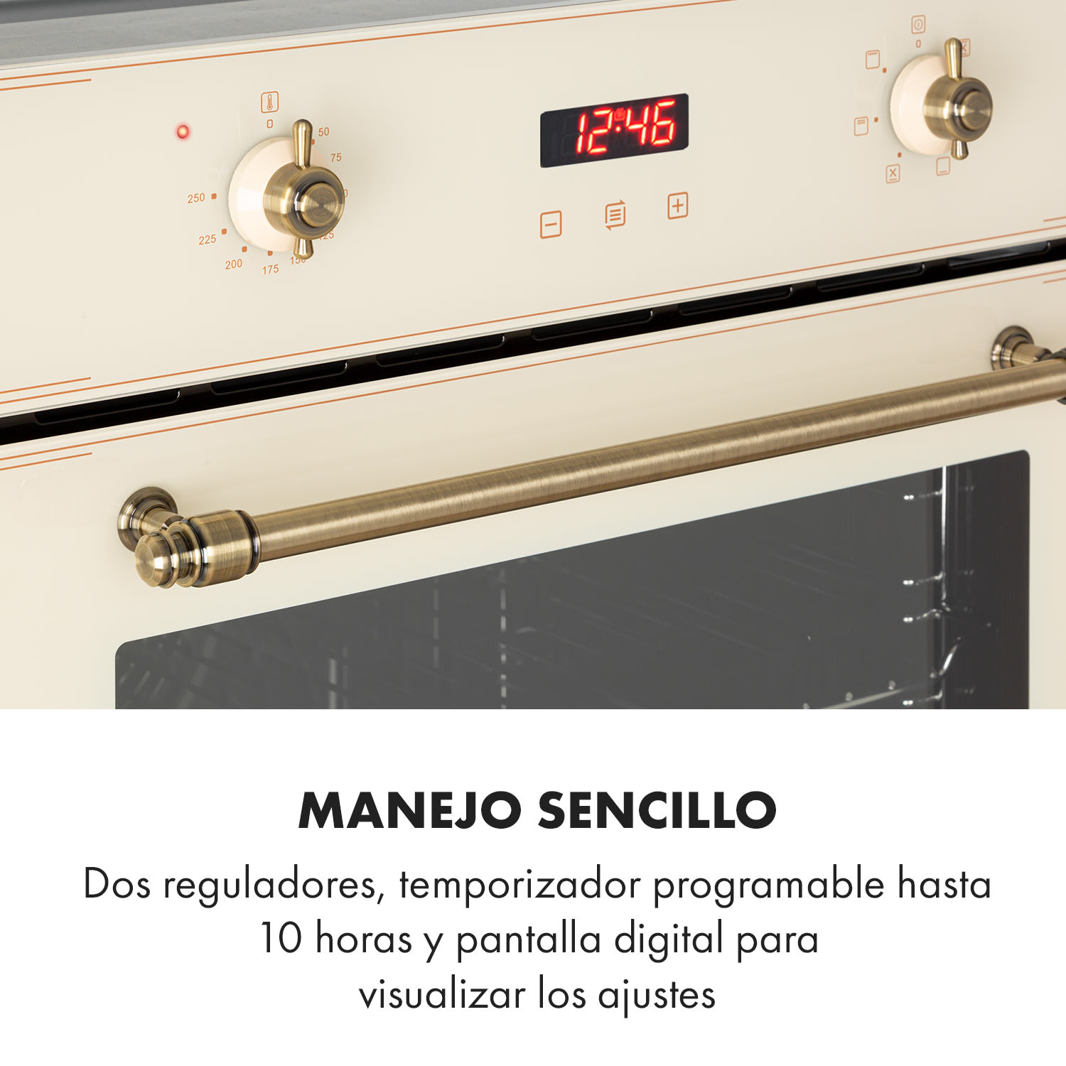 Elizabeth Horno encastrable diseño retro 6 funciones 50-250°C color crema Crema Vintage