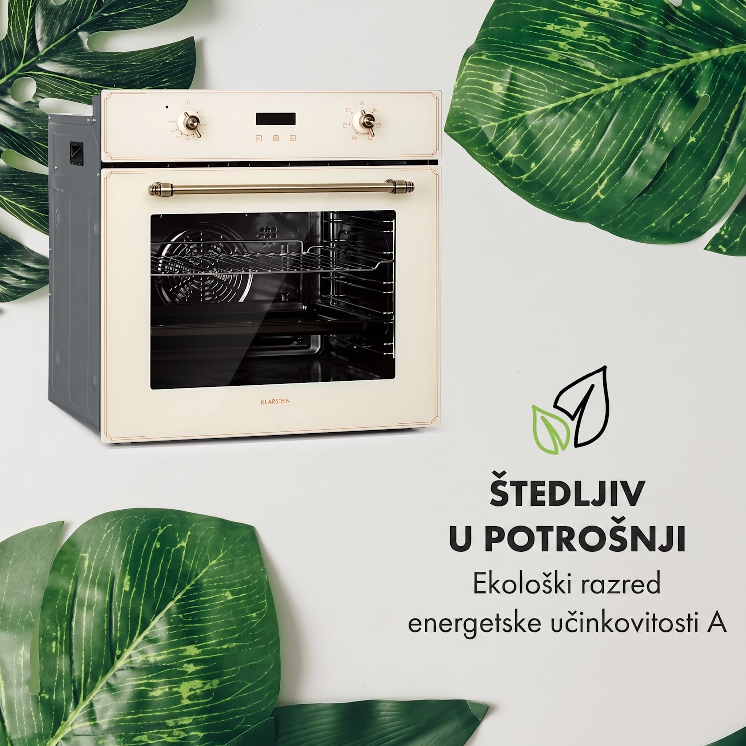 Elizabeth, ugradbena pećnica, retro dizajn, 6 funkcija, 50 - 250 ° C, krem Vintage kremasta