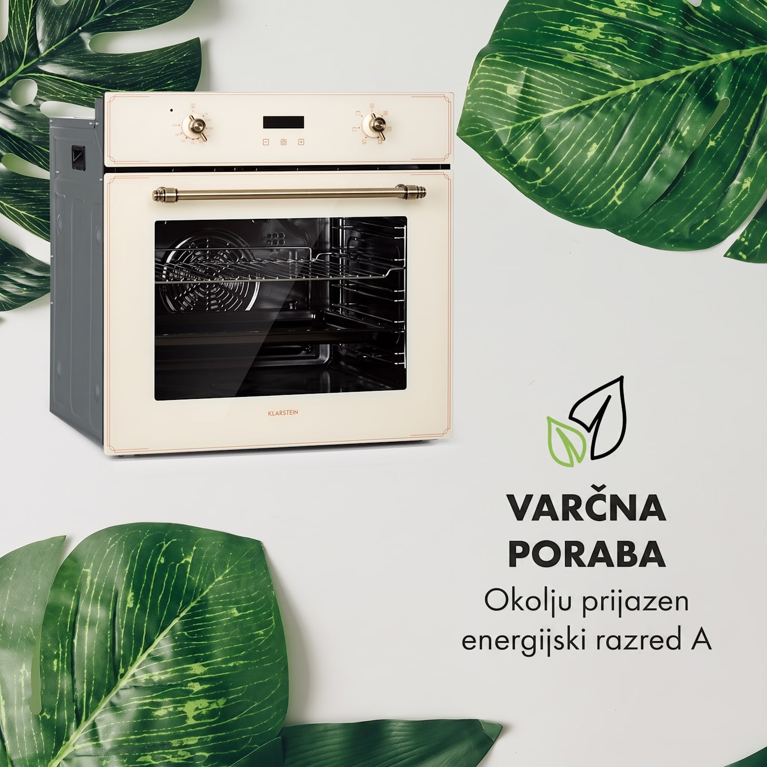 Elizabeth, vgrajena pečica, retro dizajn, 6 funkcij, 50 - 250 ° C, kremasta barva Vintage kremna