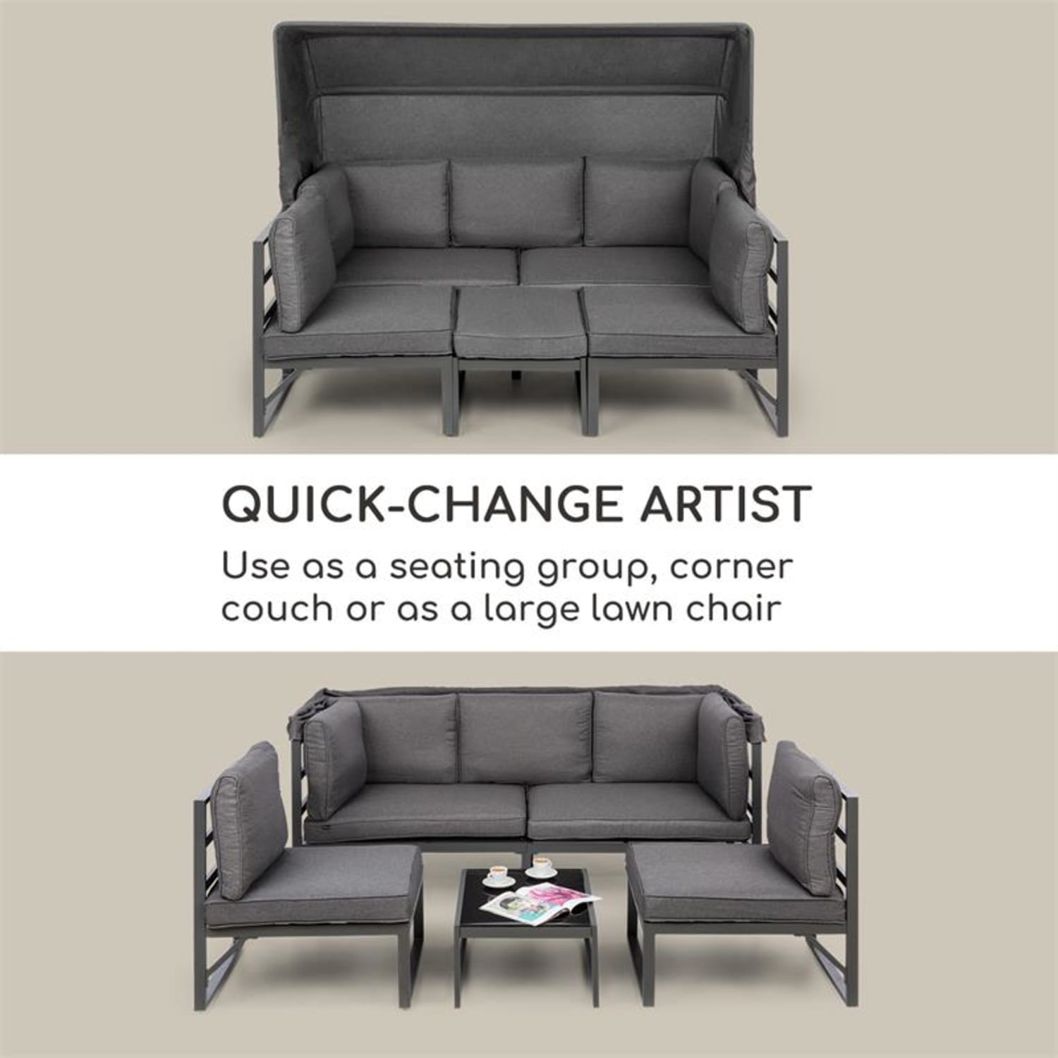 Ravenna Lounge Set tuinmeubilair 4-delig variabel aluminium antraciet 