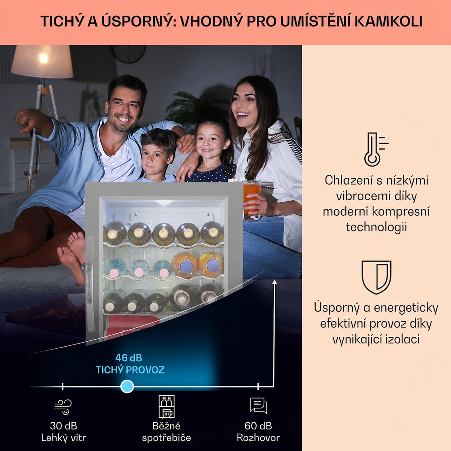 Beersafe XL Crystal White, lednice, 60 l, energetická třída D, LED, skleněné dveře, bílá/stříbrná 60 L | Bílá