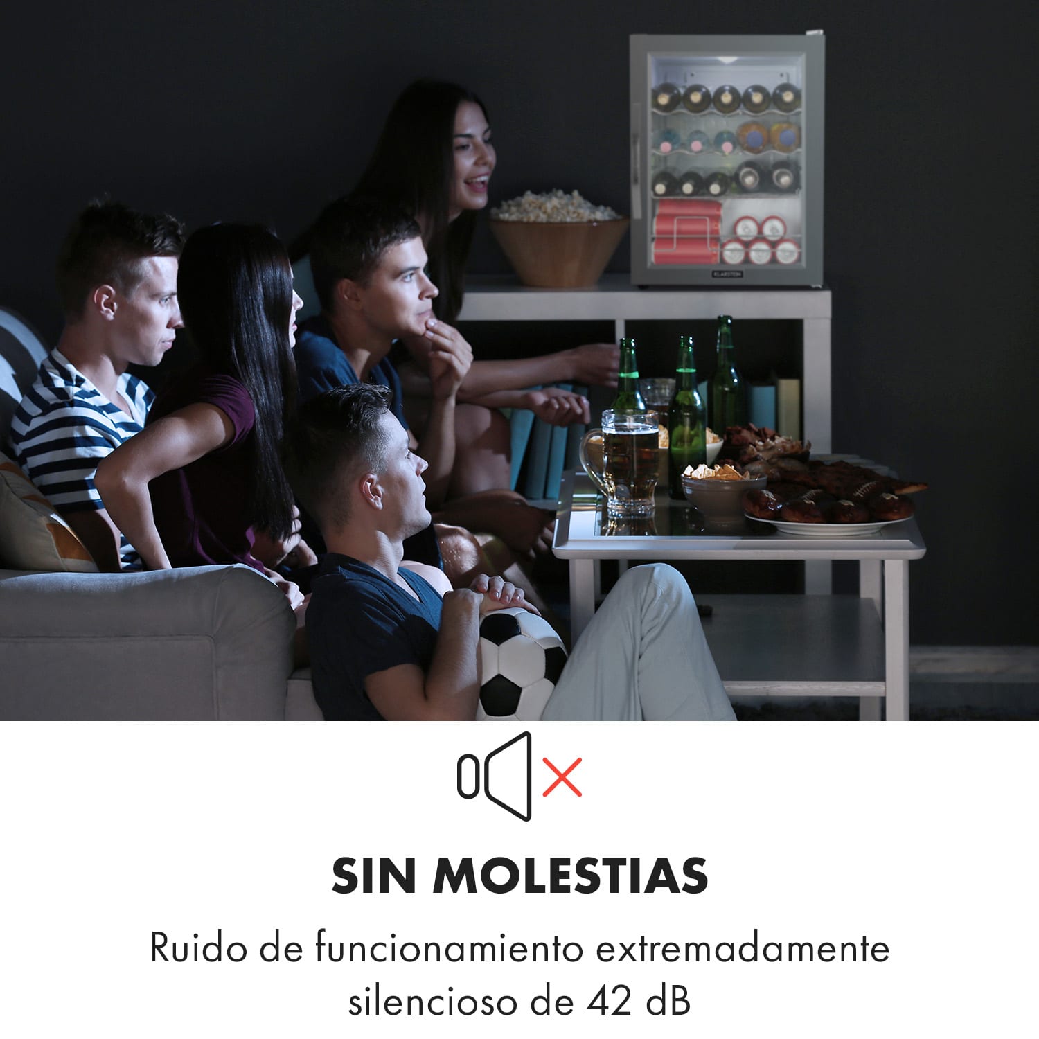 Beersafe XL Crystal White 60 litros 4 estantes Puerta panorámica de cristal Acero inoxidable 60 L | Blanco