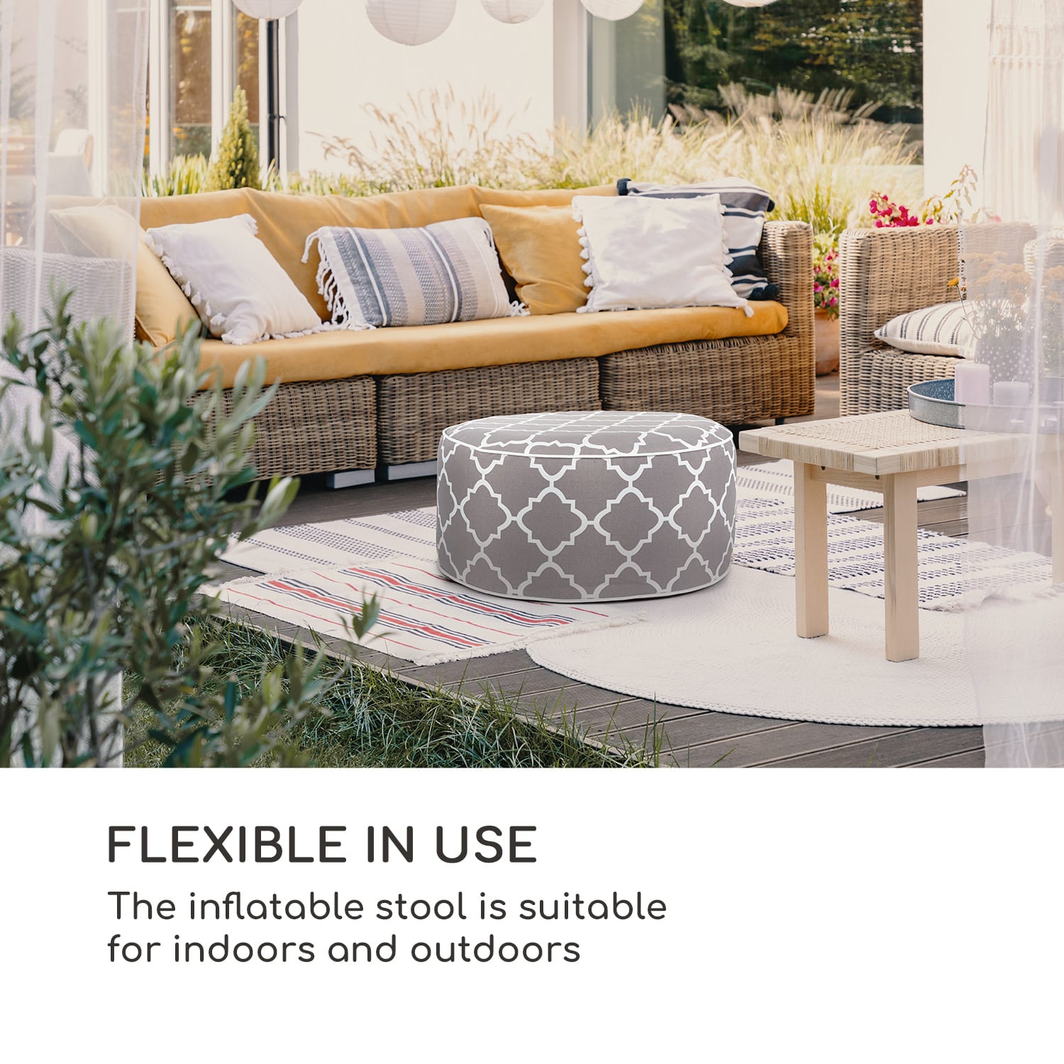 Cloudio, sofa, nadmuchiwana, 55 x 28 cm (Ø x W), PVC/poliester, szara Multi