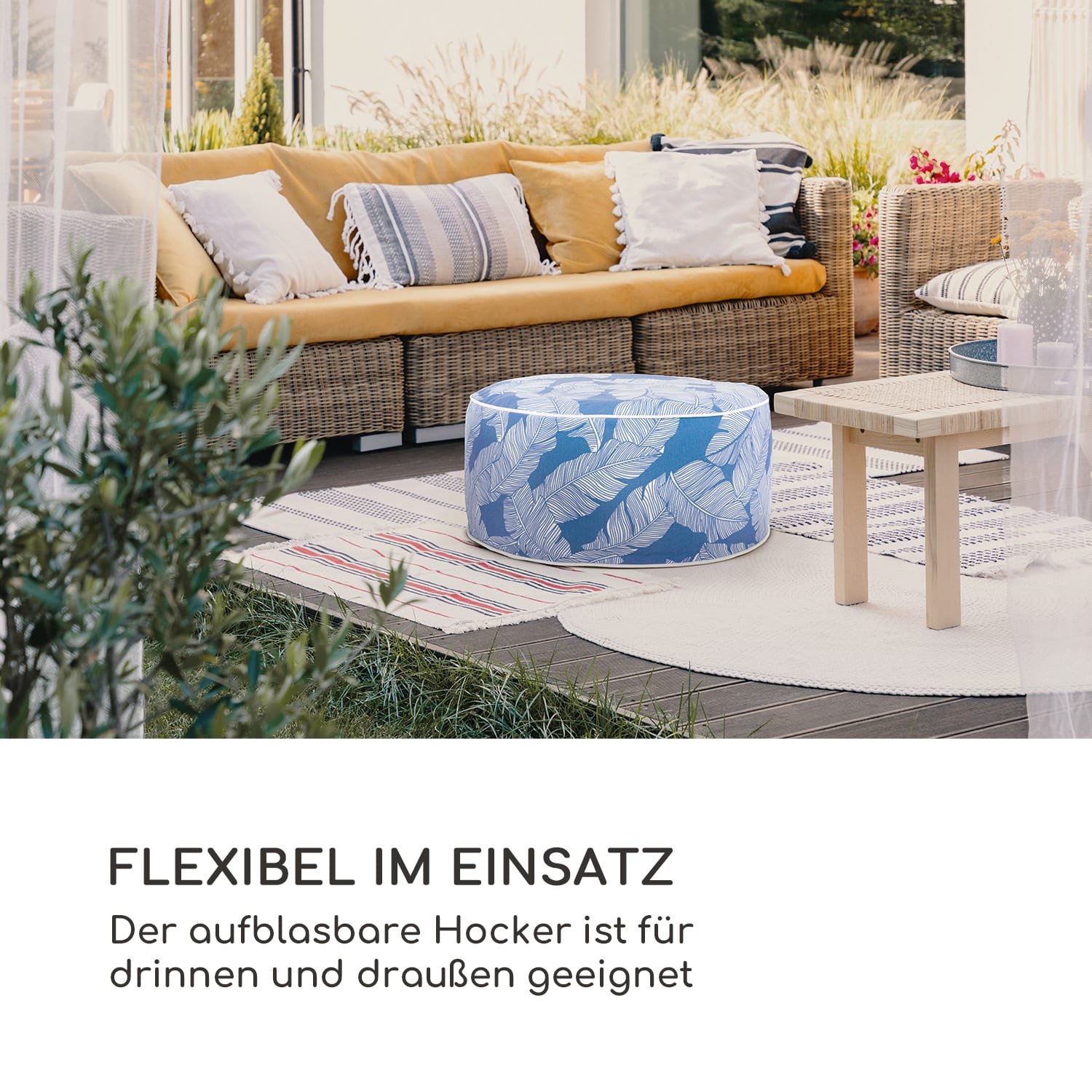 Cloudio Hocker aufblasbar 55 x 28 cm (ØxH) PVC/Polyester blau