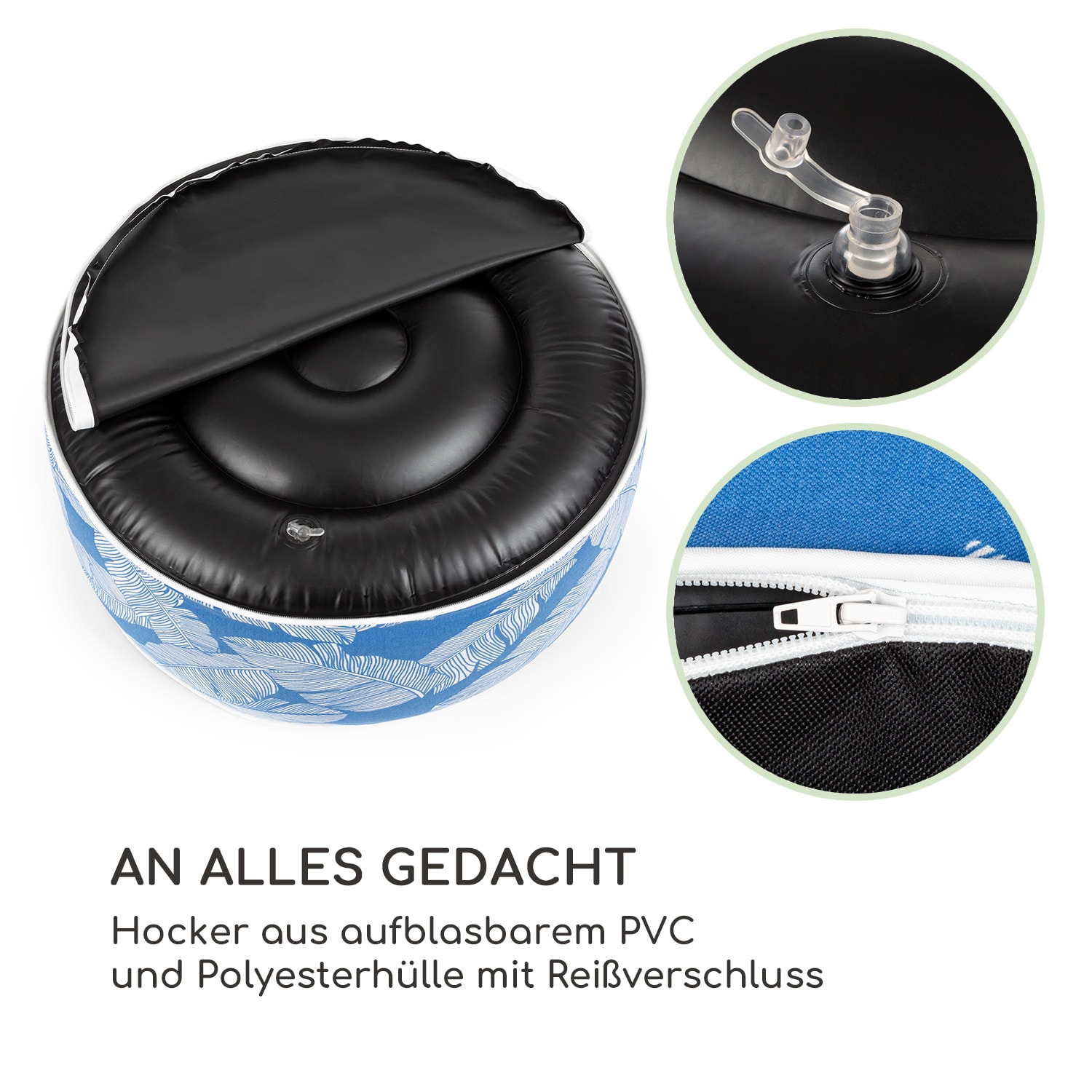Cloudio Hocker aufblasbar 55 x 28 cm (ØxH) PVC/Polyester blau
