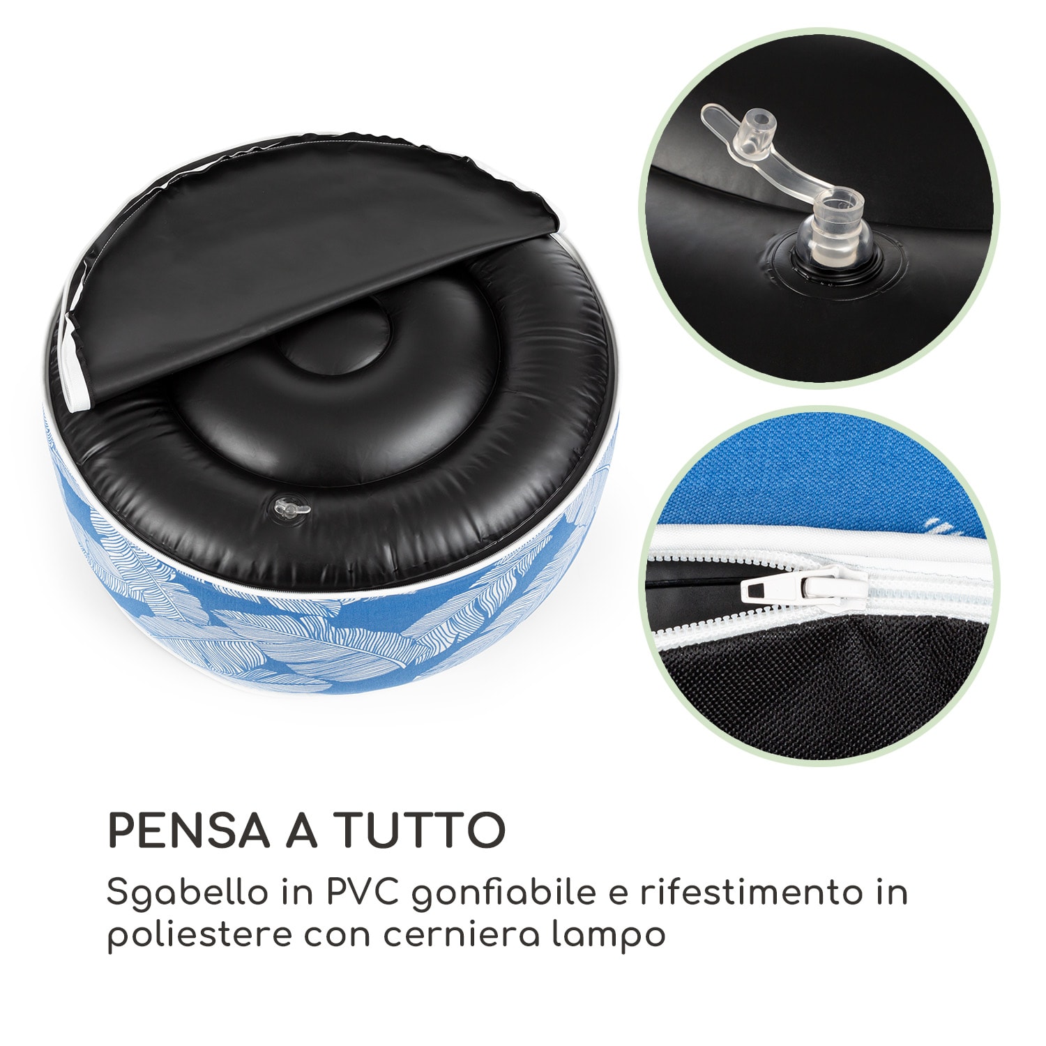 blumfeldt Cloudio Sgabello Gonfiabile 55 x 28 cm (ØxA) PVC/Poliestere blu 