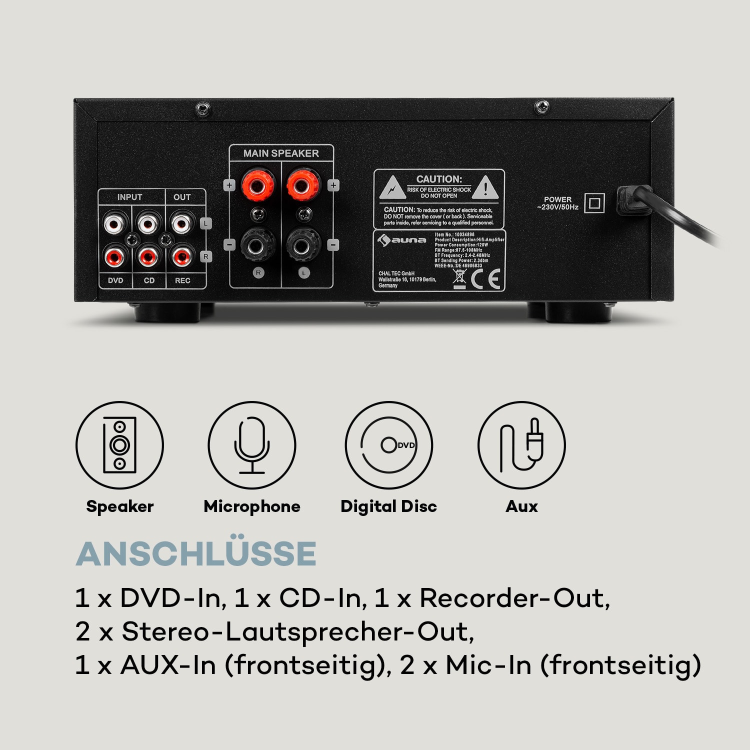 AMP-5 BT HiFi-Verstärker 2 x 50 W RMS BT 2 x Mikro schwarz 