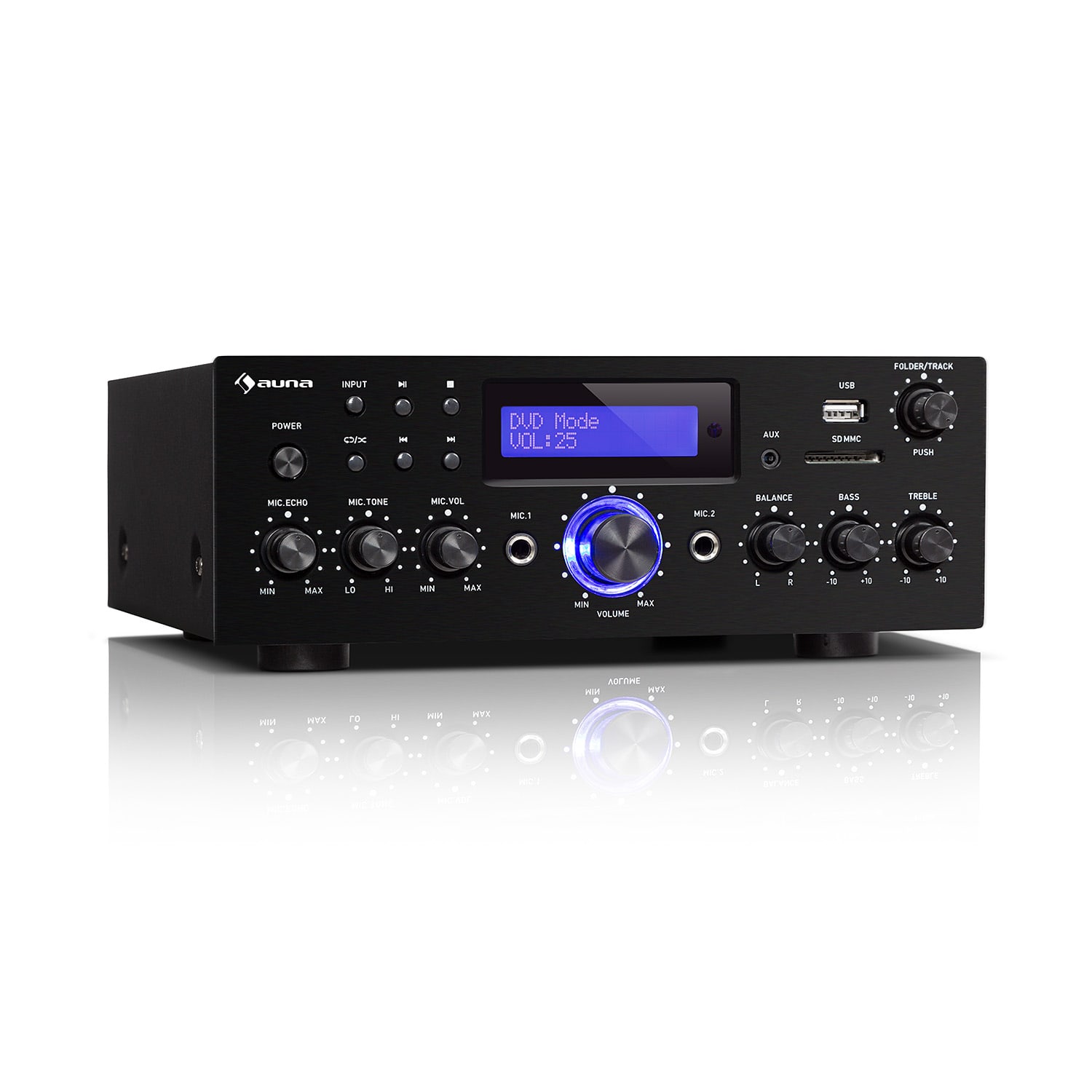 AMP-5 BT HiFi-förstärkare 2 x 50 W RMS BT 2 x mikrofon svart 