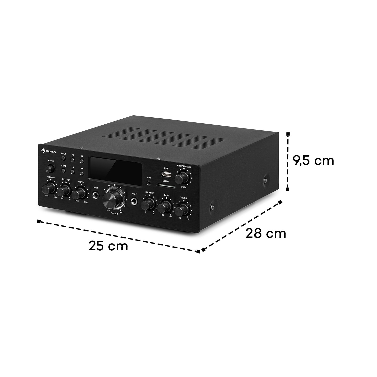AMP-5 BT HiFi-förstärkare 2 x 50 W RMS BT 2 x mikrofon svart 