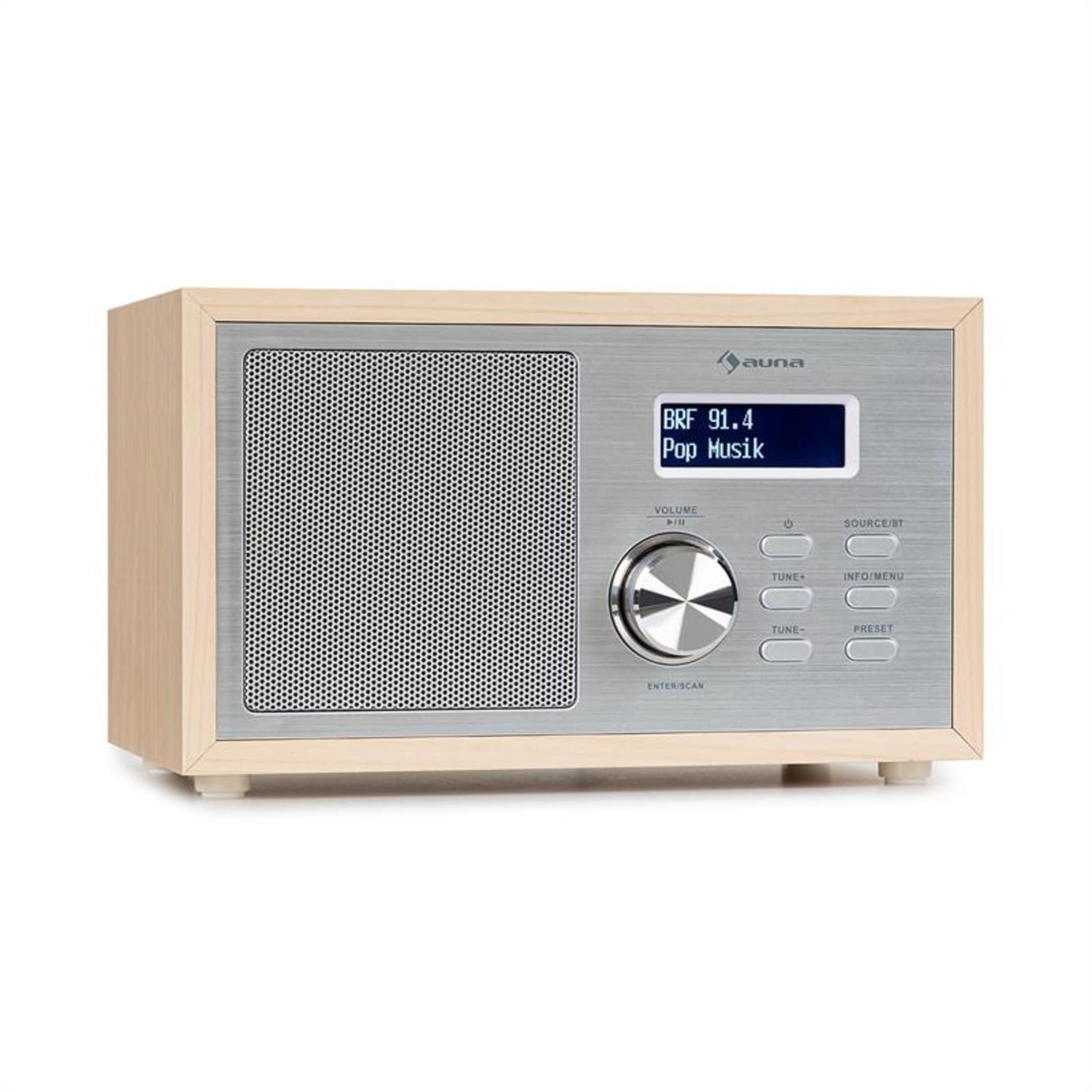 Ambient Radio DAB/DAB+ FM Bluetooth 5.0 Ecran LCD Réveil Design Bois Marron 
