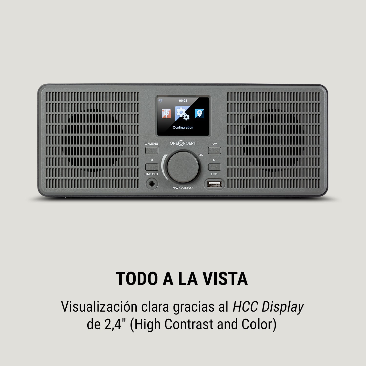 TuneUp Radio por internet 10W WLAN USB pantalla HCC salida de línea color gris oscuro Gris Marengo