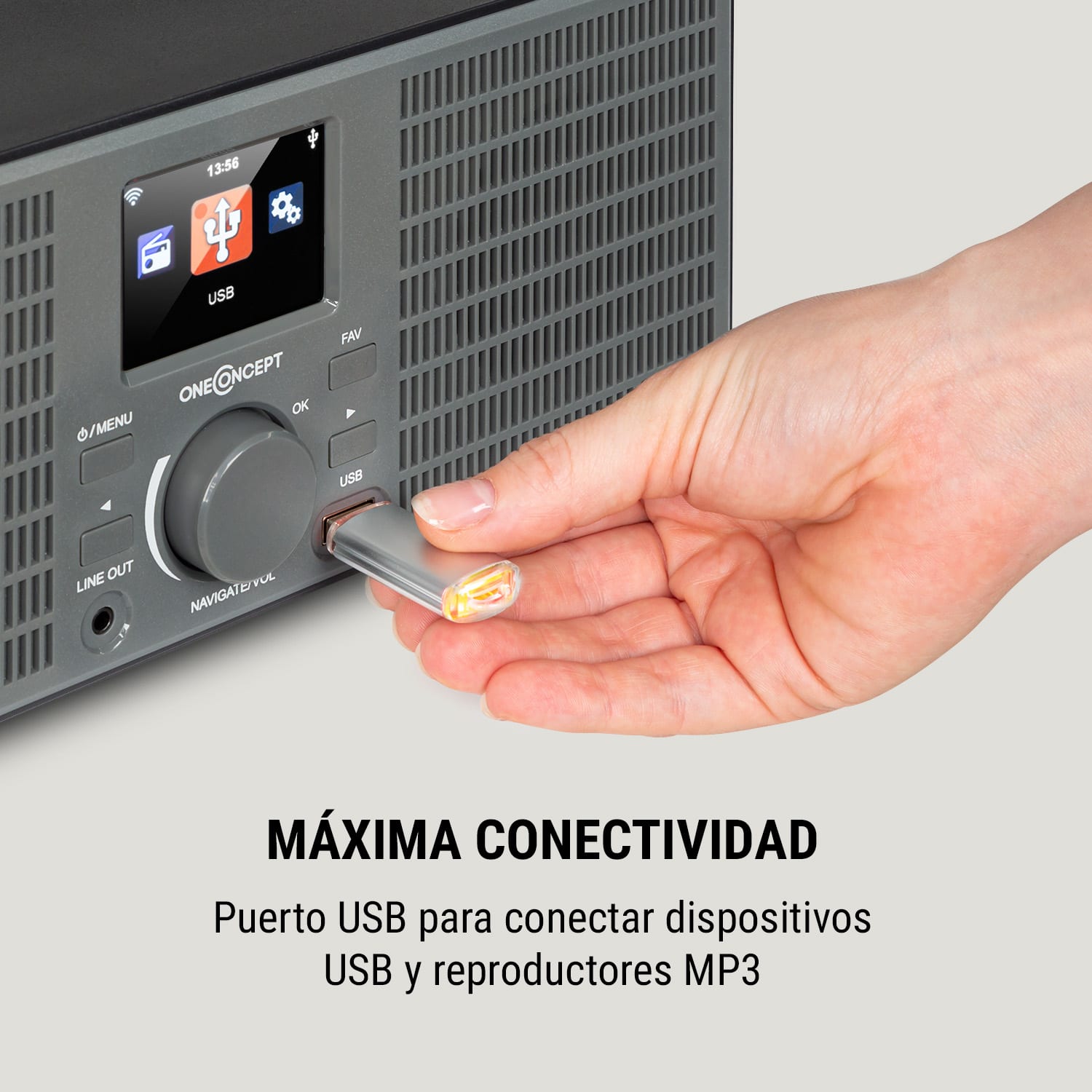 TuneUp Radio por internet 10W WLAN USB pantalla HCC salida de línea color gris oscuro Gris Marengo