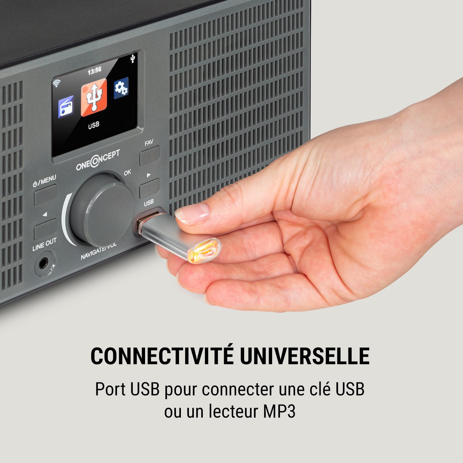 TuneUp ST internetradio 10W WIFI USB HCC display line-out donkergrijs Donkergrijs