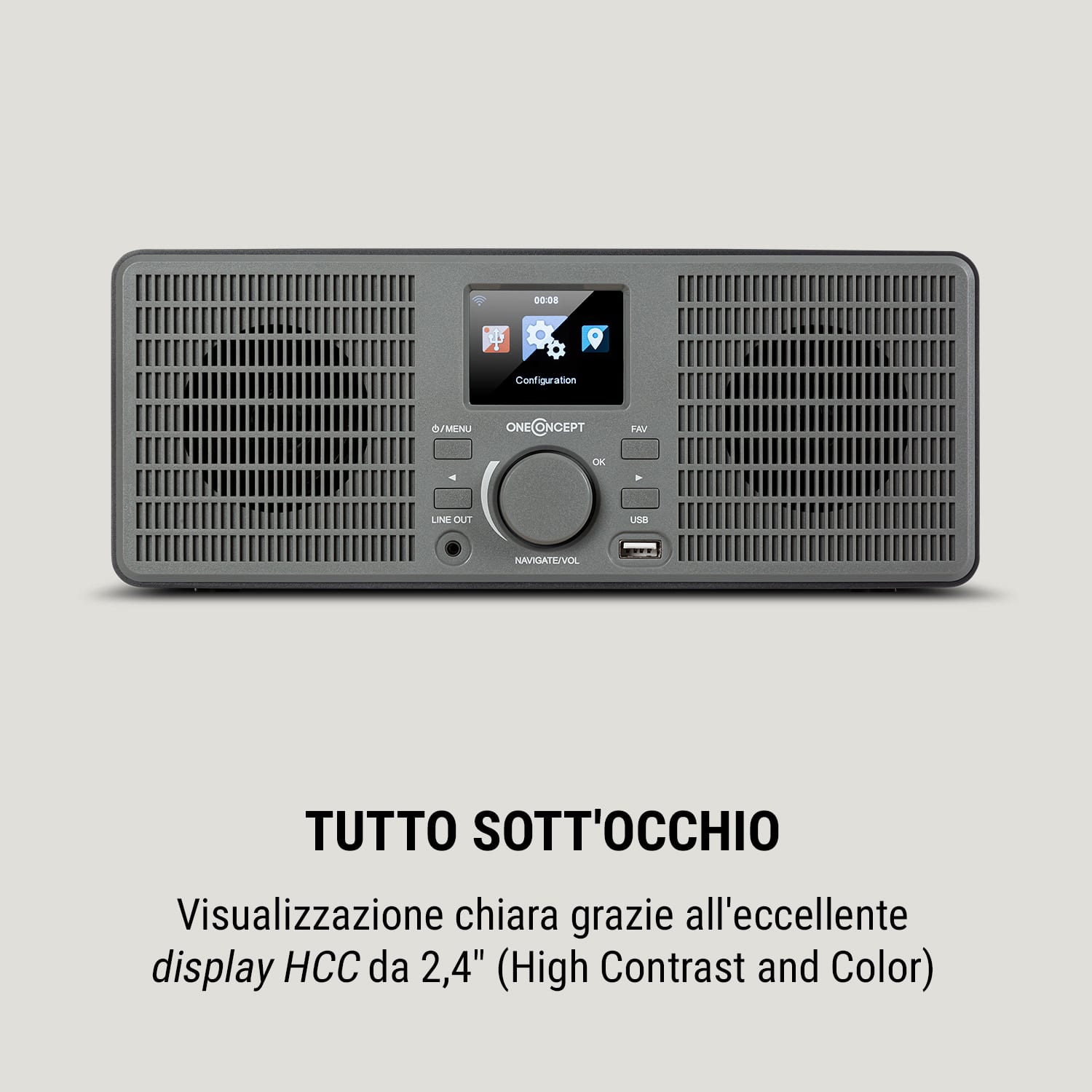Internet radio TuneUp ST 10W WLAN USB HCC linea d'uscita grigio scuro Grigio Scuro
