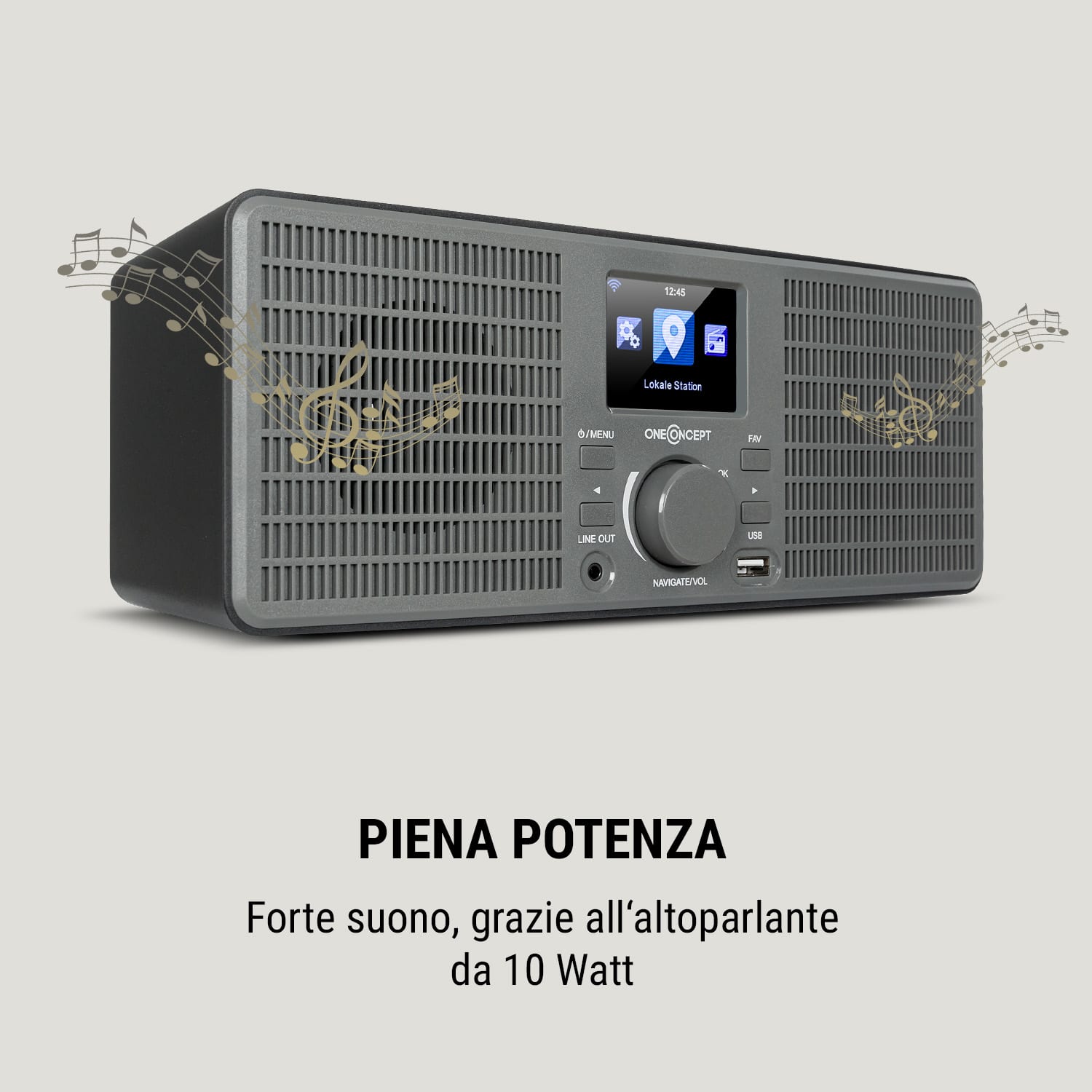 Internet radio TuneUp ST 10W WLAN USB HCC linea d'uscita grigio scuro Grigio Scuro