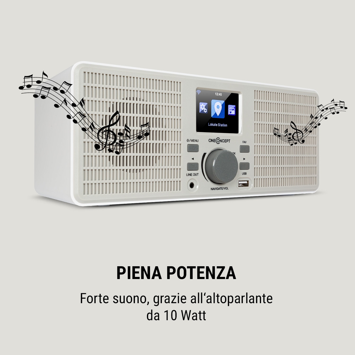 Internet radio TuneUp ST 10W WLAN USB HCC linea d'uscita bianco Bianco / Tortora