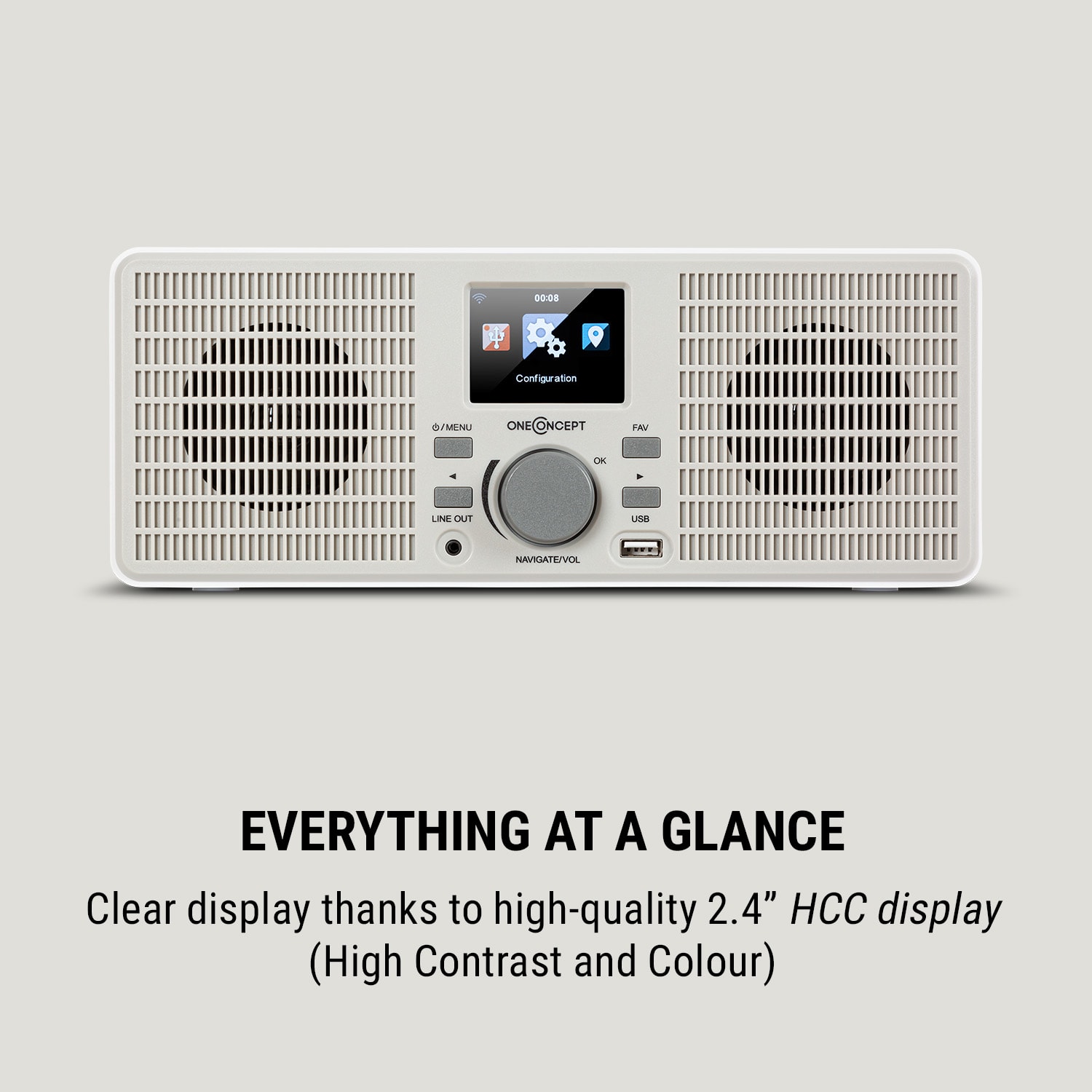TuneUp ST Radio Internet 10W WLAN USB HCC Line-Out Blanc Blanc / Gris Tourterelle