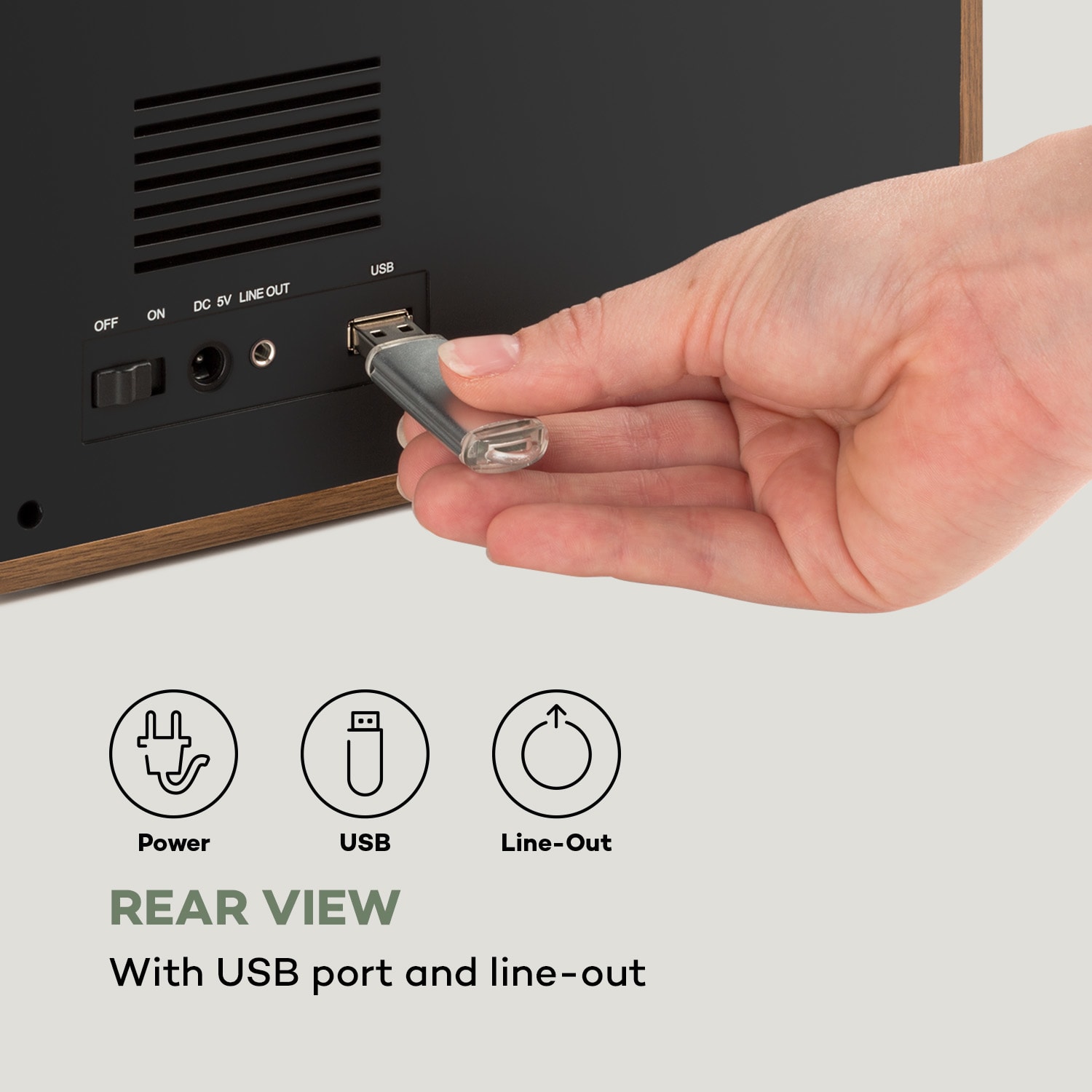 IR-160 SE, internetes rádió, WLAN, USB, 2,8" HCC kijelző, AirMusic alkalmazás Elm