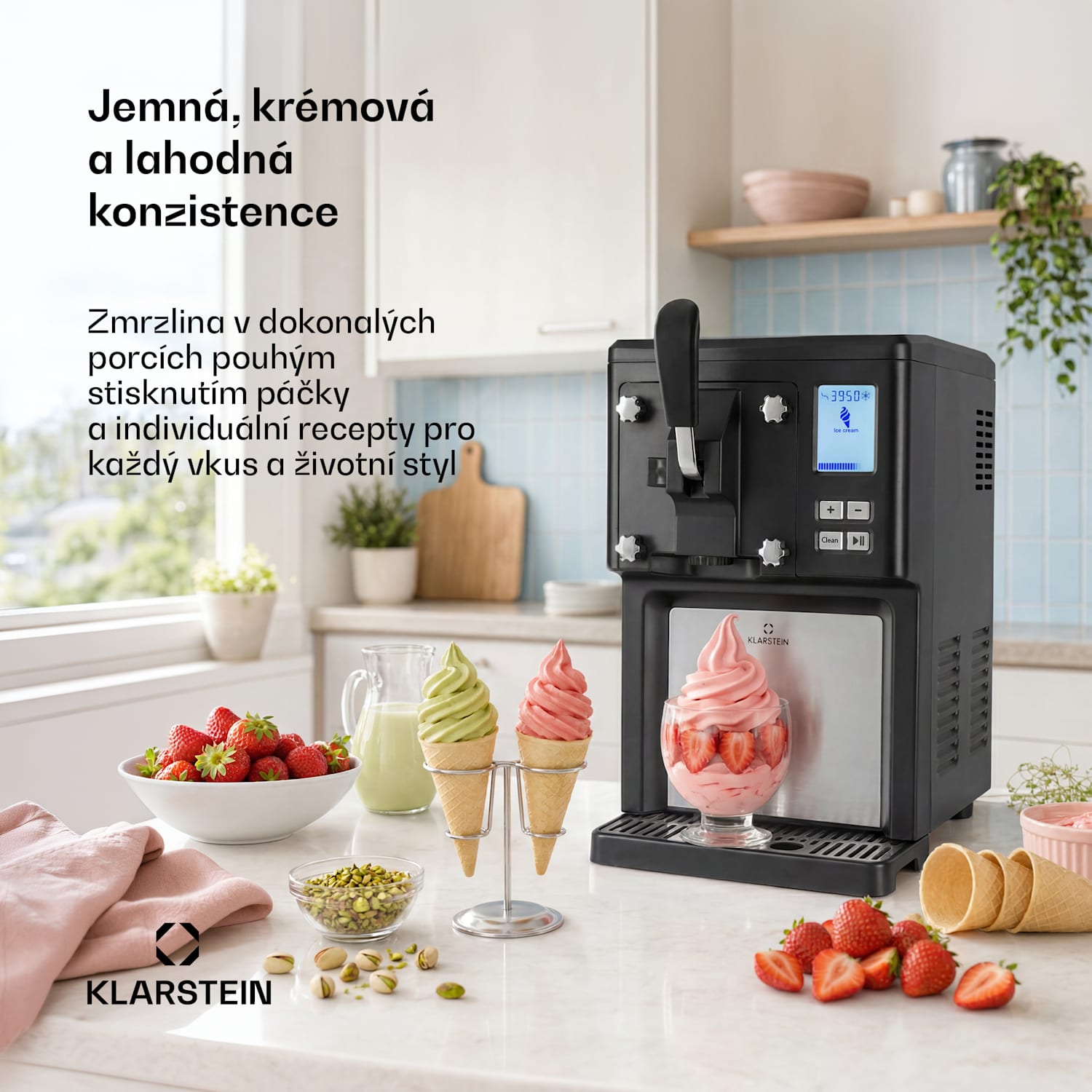 Sweet Sundae zmrzlinovač s kompresorem 1,5 l nerezová ocel černý Tlačítka | Černá