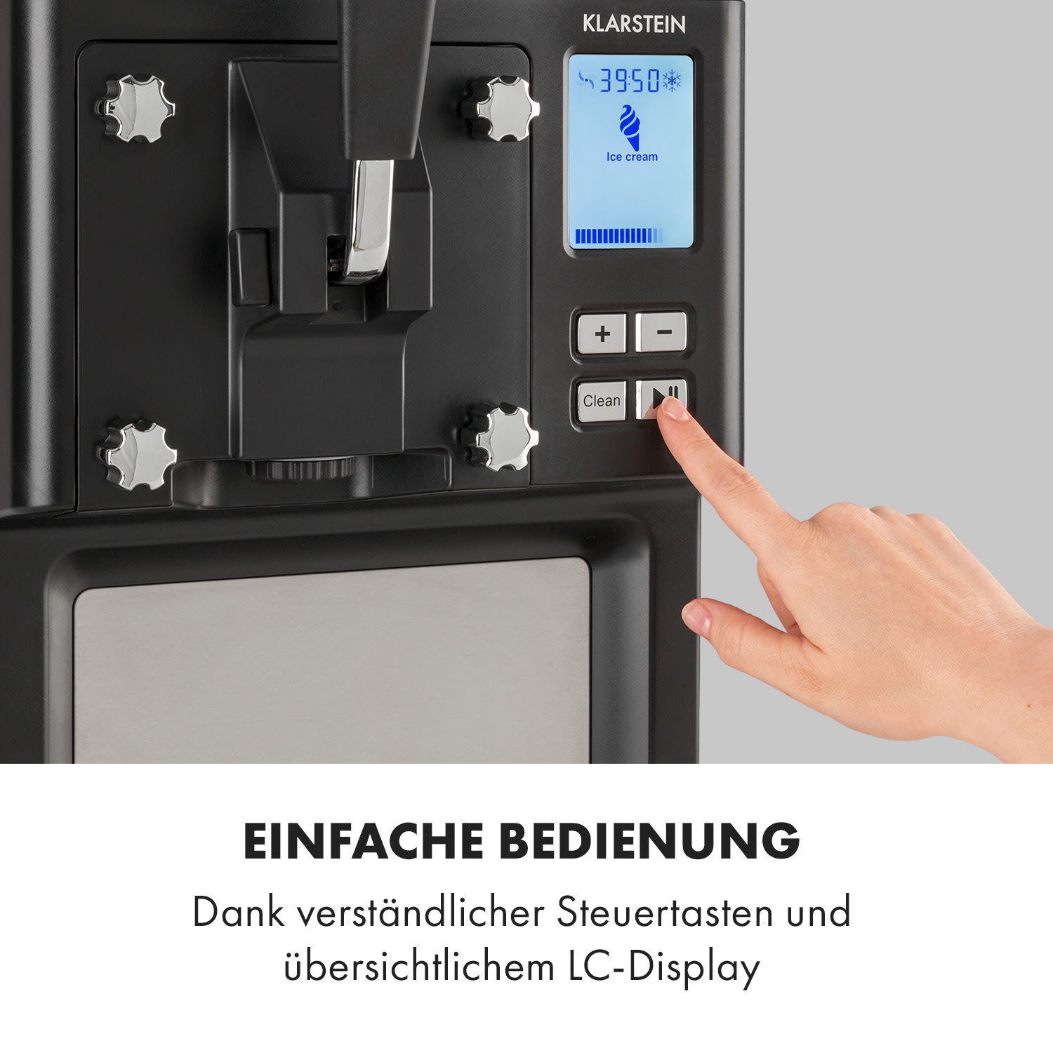 Sweet Sundae Eiscrememaschine Kompressor 1,5l Edelstahl schwarz Tasten | Schwarz