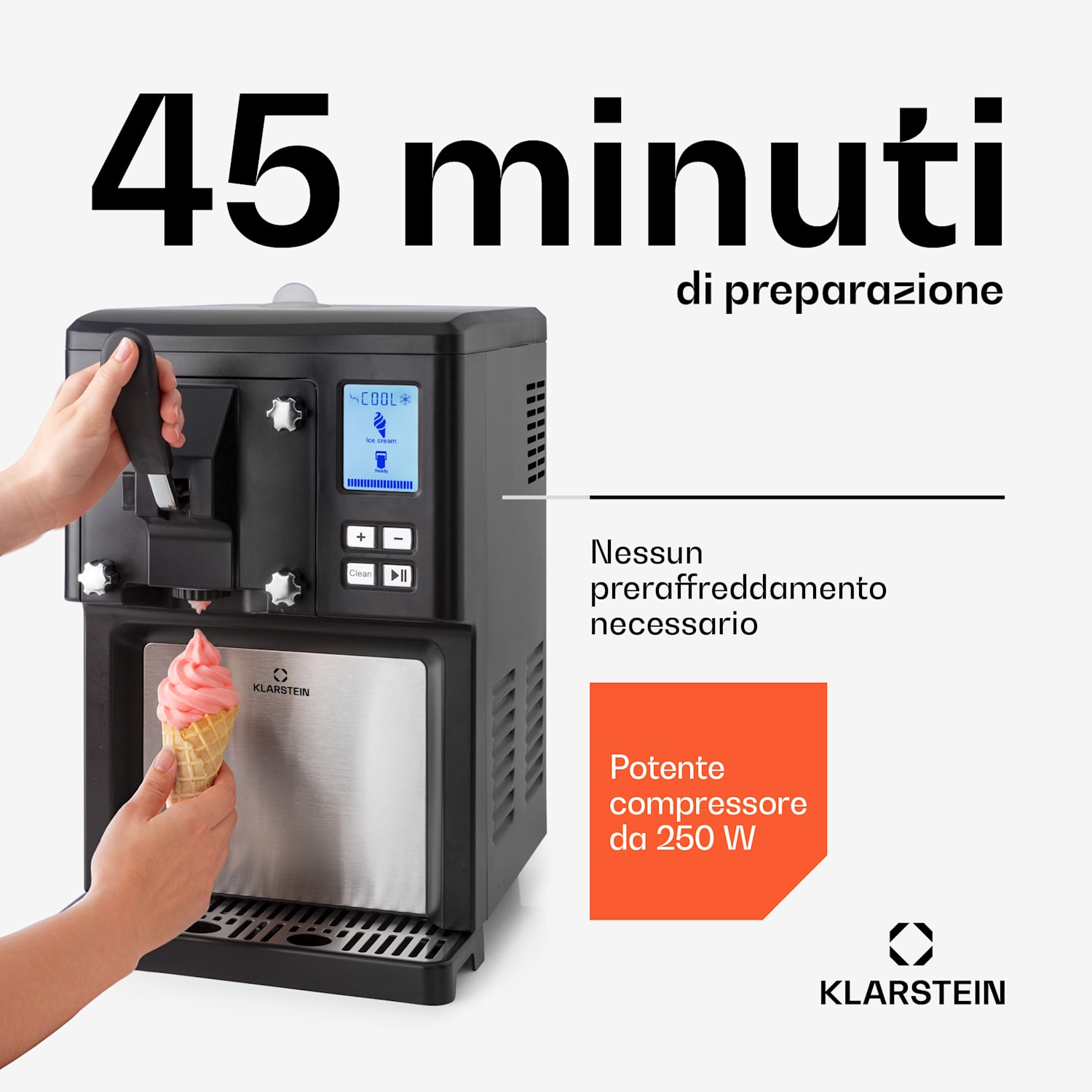 Sweet Sundae Gelatiera Compressore 1,5l Acciaio Inox nero 