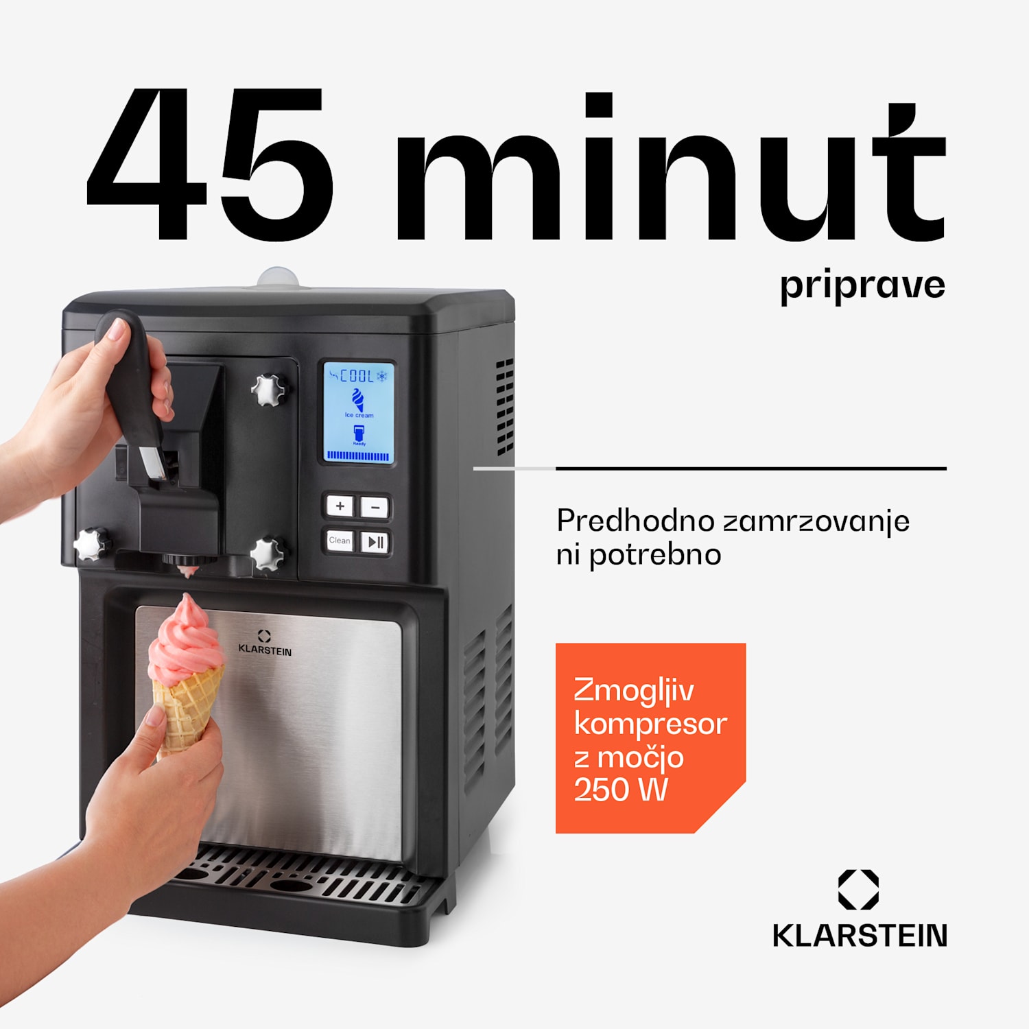 Sweet Sundae naprava za pripravo sladoleda s kompresorjem, 1,5 l, iz nerjavečega jekla, črna Gumbi | Črna