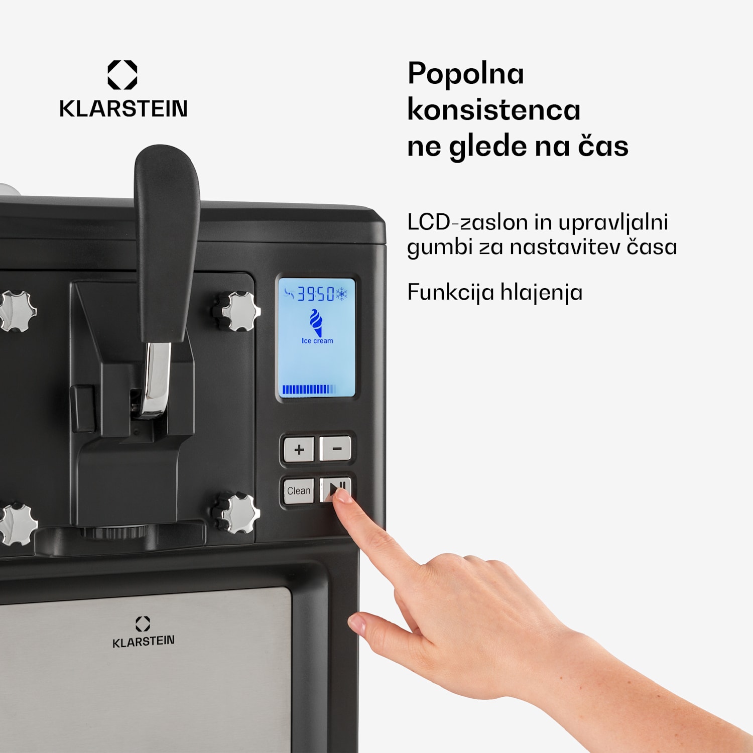 Sweet Sundae naprava za pripravo sladoleda s kompresorjem, 1,5 l, iz nerjavečega jekla, črna Gumbi | Črna