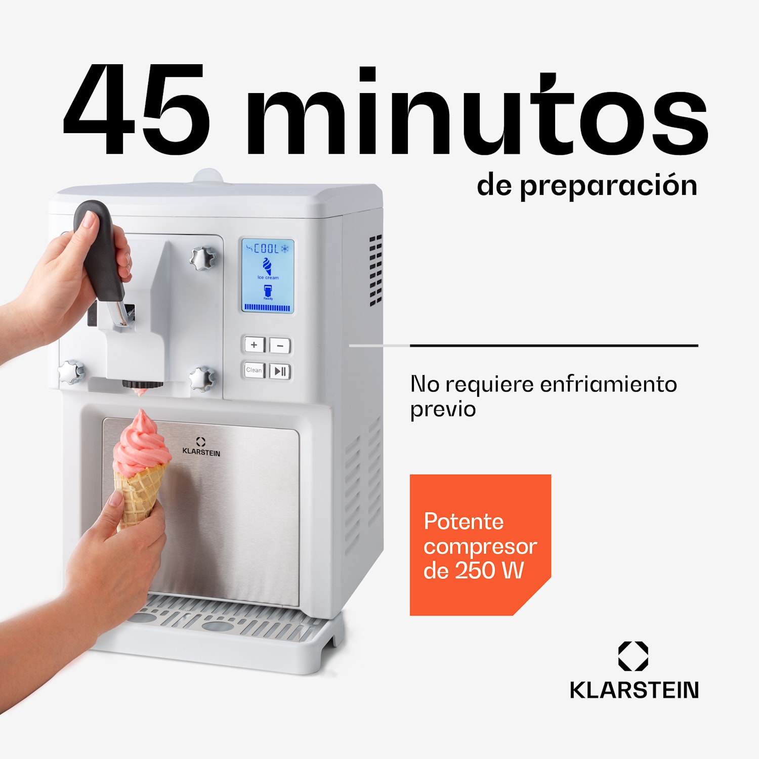 Sweet Sundae Heladera Compresor 1,5l Acero inoxidable Blanca 