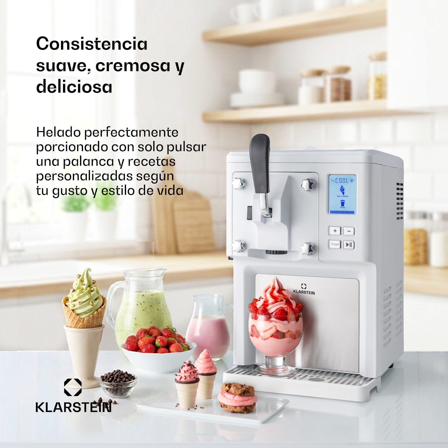 Sweet Sundae Heladera Compresor 1,5l Acero inoxidable Blanca 