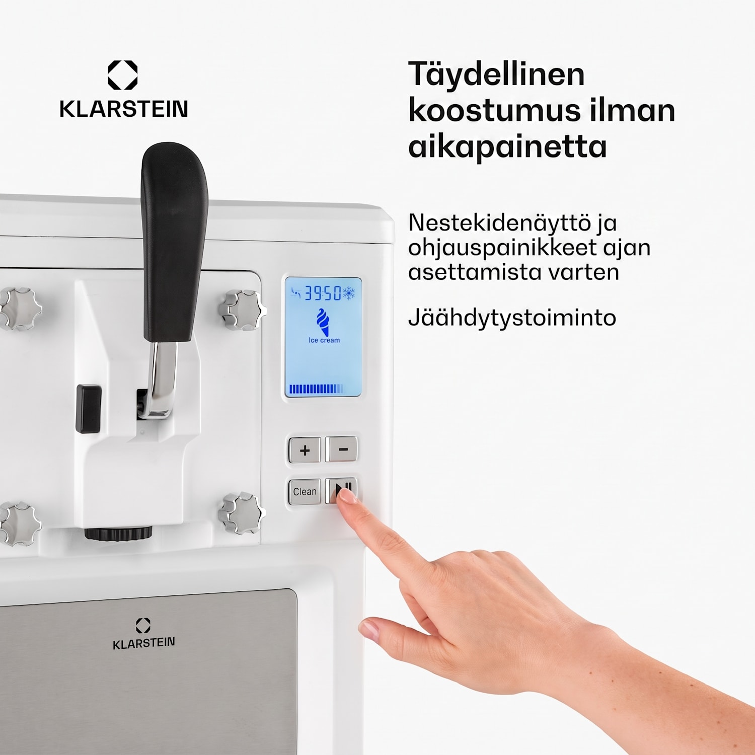 Sweet Sundae -jäätelökone kompressori 1,5 l ruostumaton teräs valkoinen Painikkeet | Valkoinen
