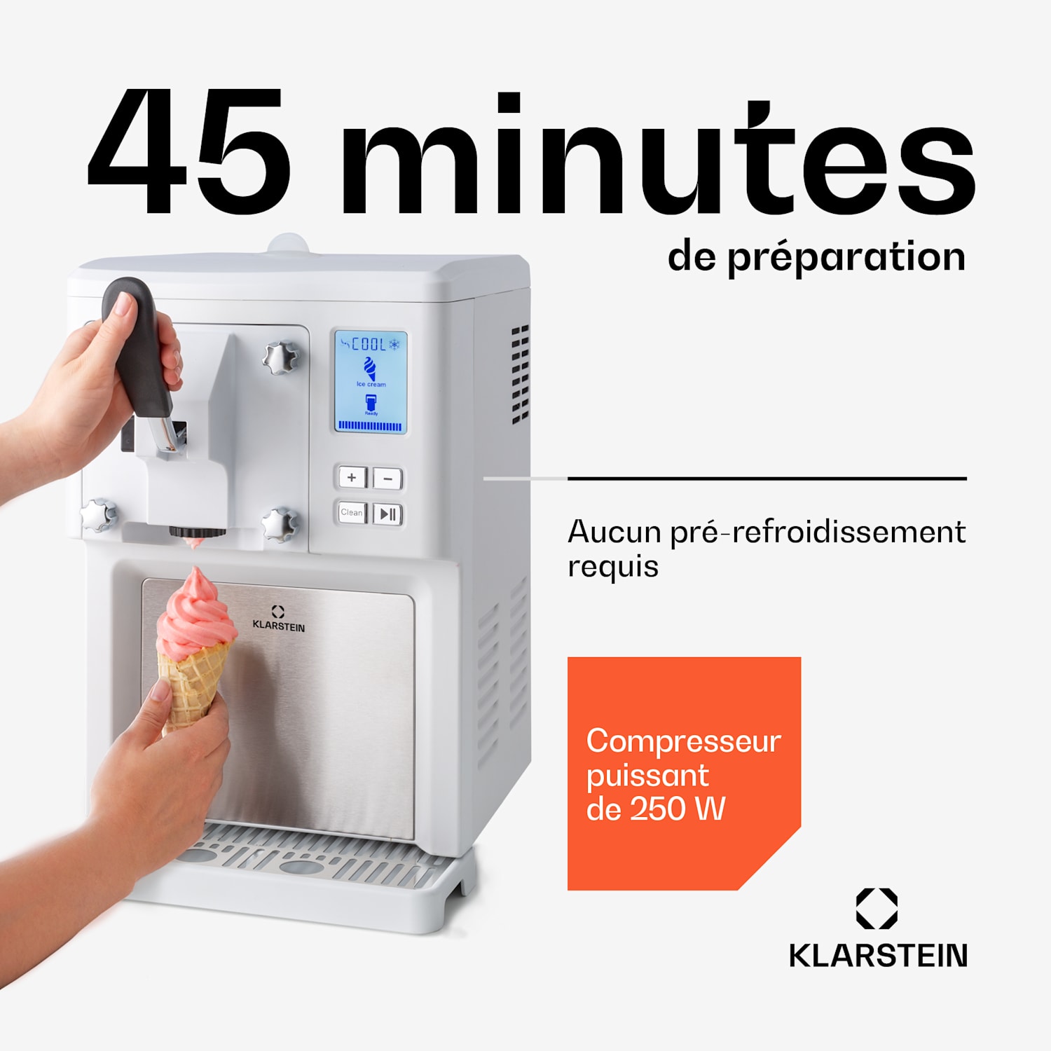 Sweet Sundae Sorbetière à compresseur 1,5 l Acier inoxydable blanc Boutons | Blanc