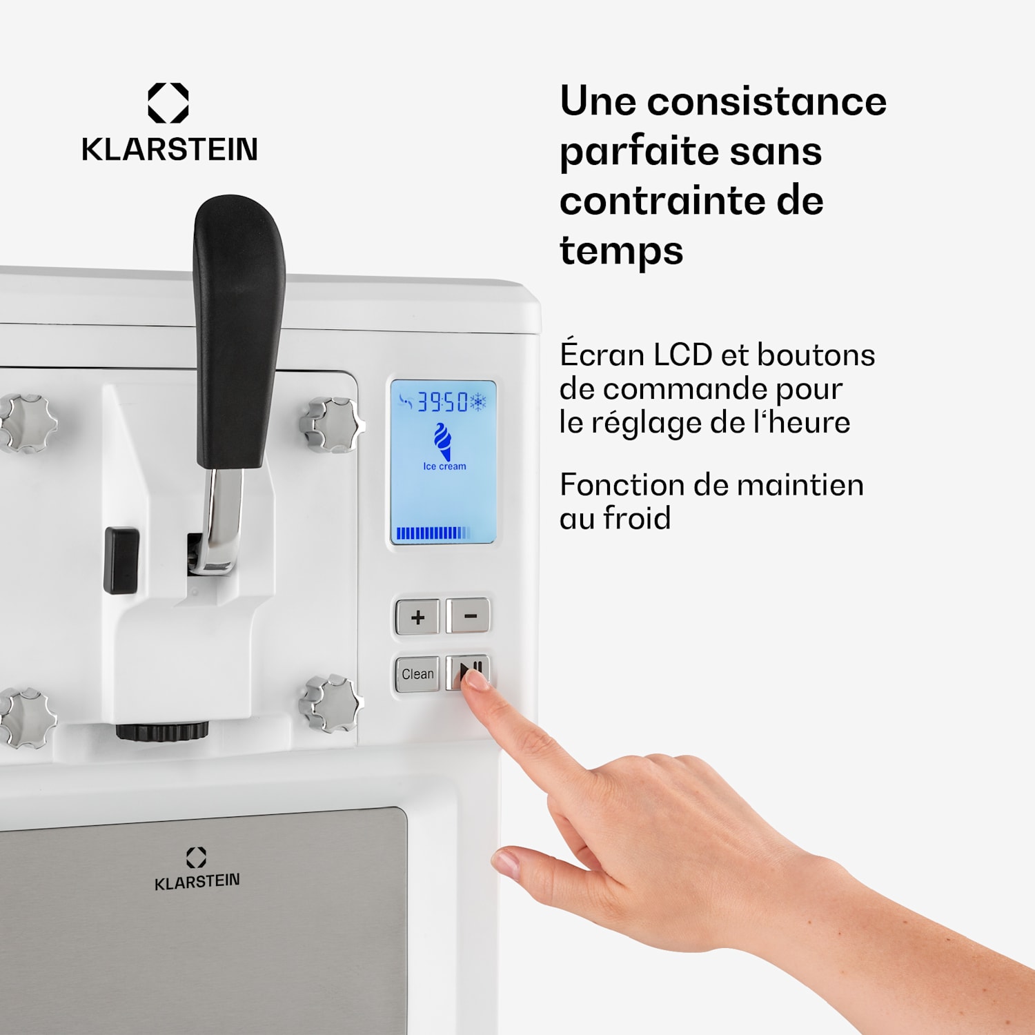 Sweet Sundae Sorbetière à compresseur 1,5 l Acier inoxydable blanc Boutons | Blanc