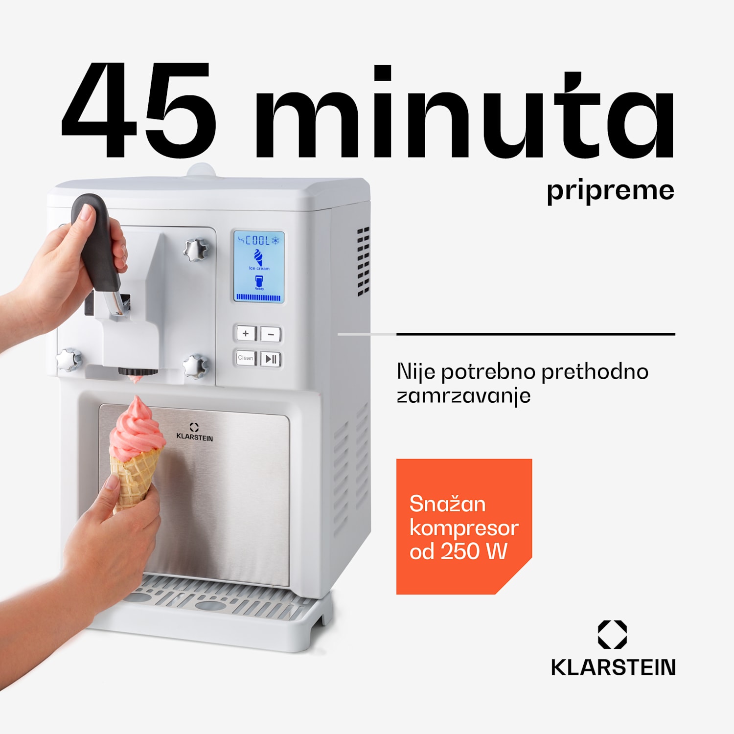 Sahnehäubchen, uređaj za pravljenje sladoleda, kompresor, 1,5 l, nehrđajući čelik, bijela 