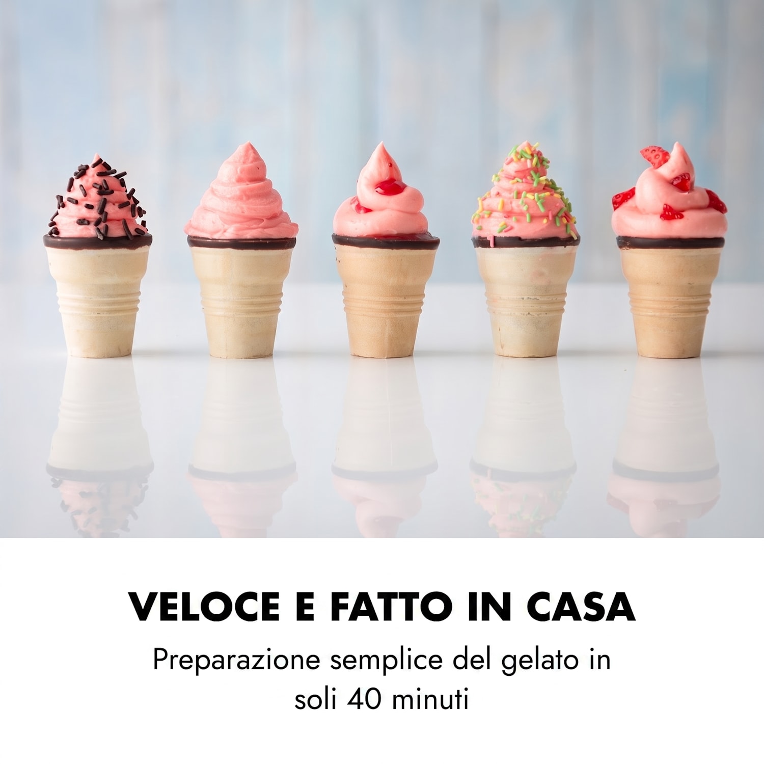 Sweet Sundae Gelatiera Compressore 1,5l Acciaio Inox bianco Pulsanti | Bianco
