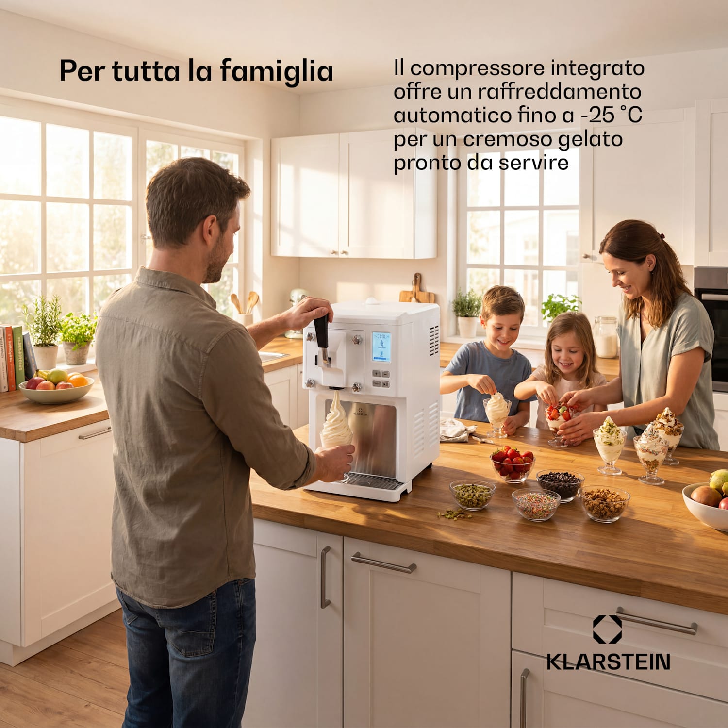 Sweet Sundae Gelatiera Compressore 1,5l Acciaio Inox bianco 