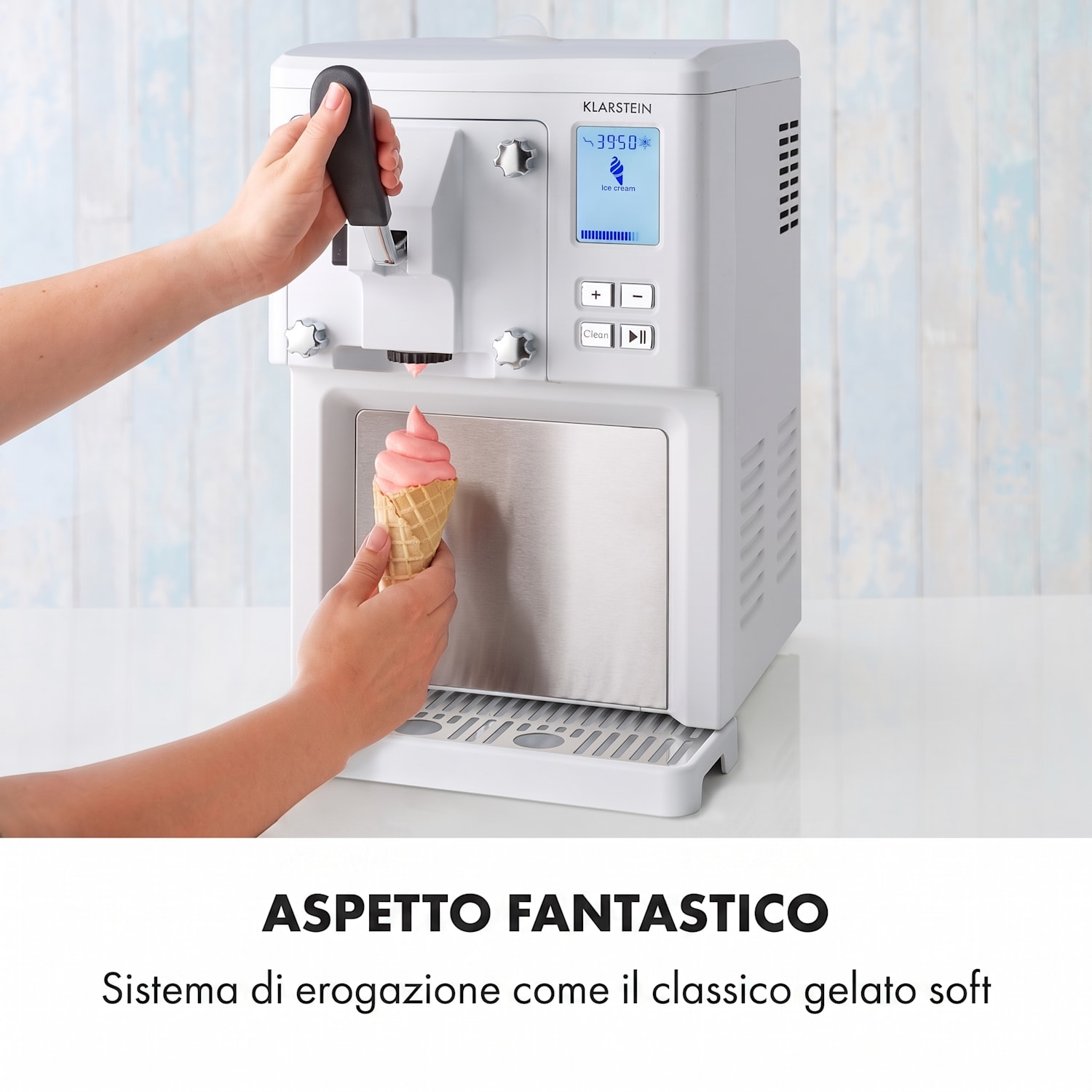 Sweet Sundae Gelatiera Compressore 1,5l Acciaio Inox bianco Pulsanti | Bianco
