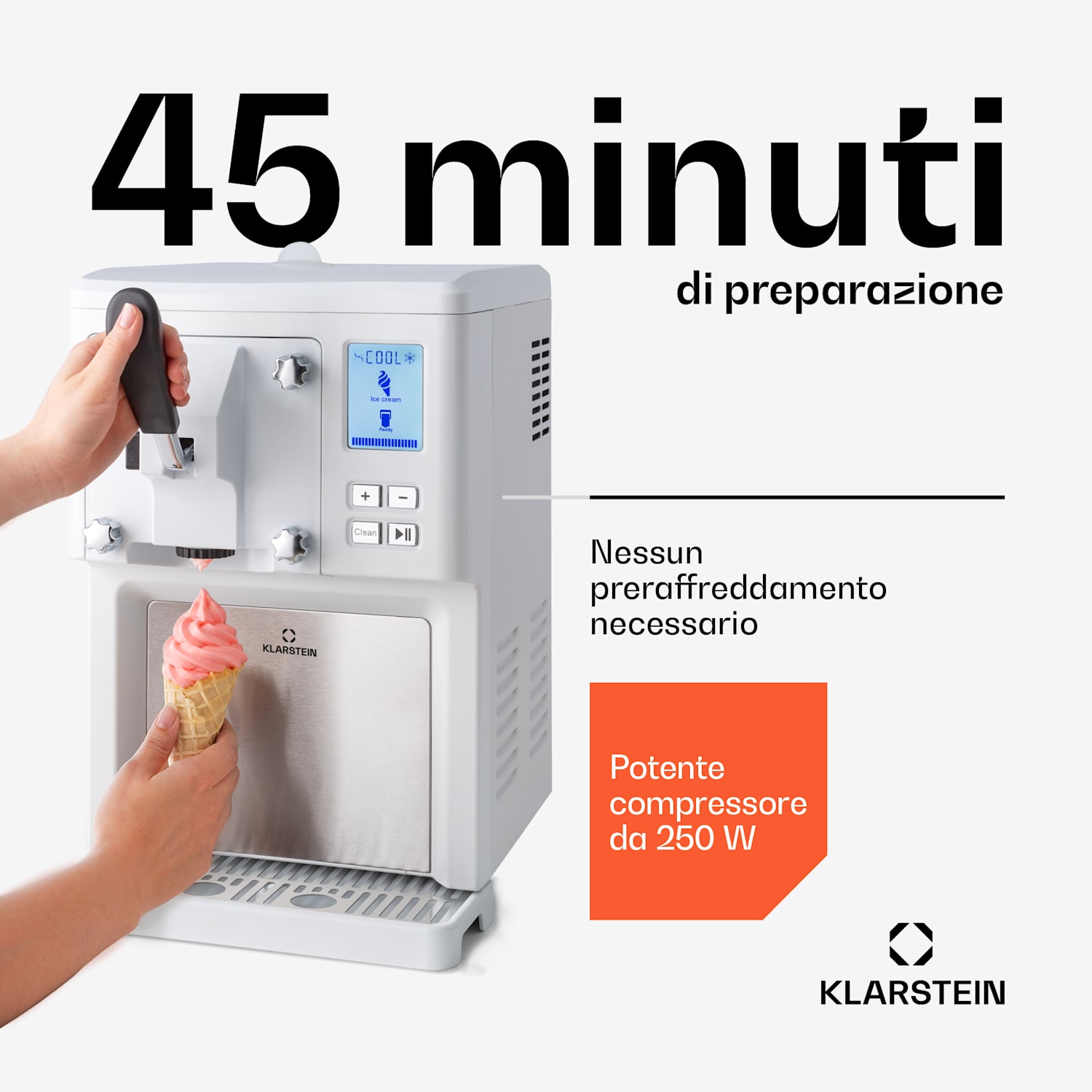 Sweet Sundae Gelatiera Compressore 1,5l Acciaio Inox bianco 